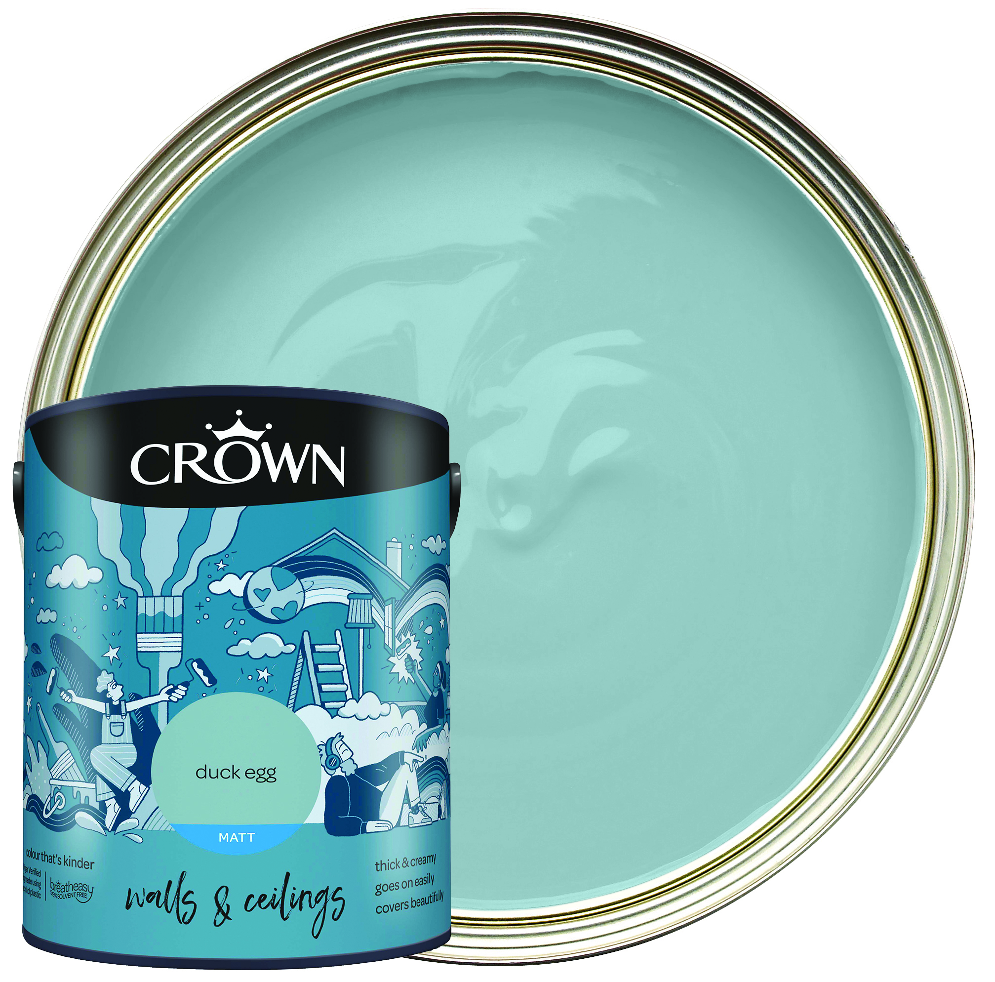 Crown Matt Emulsion Paint - Duck Egg - 5L