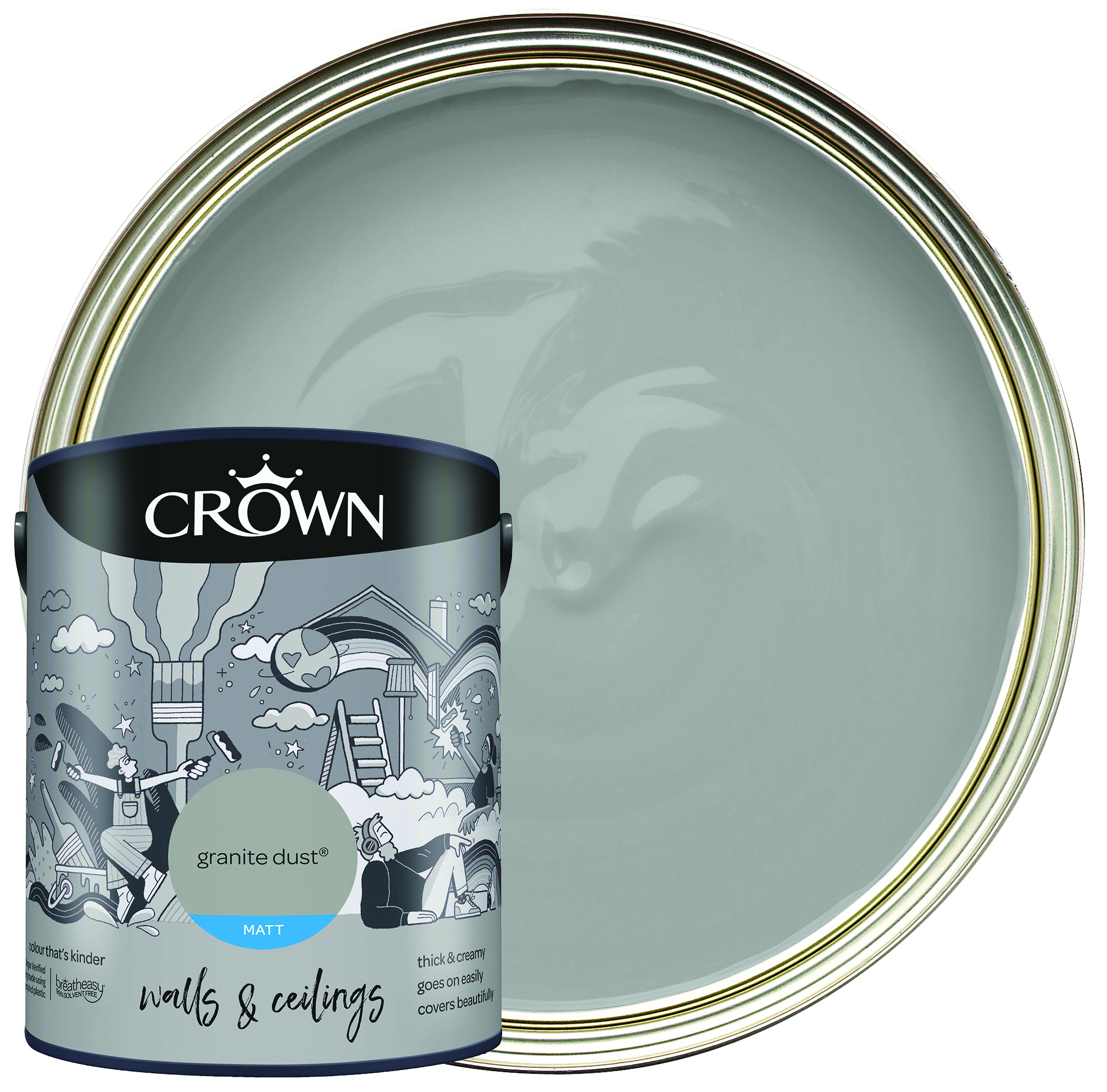 Image of Crown Matt Emulsion Paint - Granite Dust - 5L