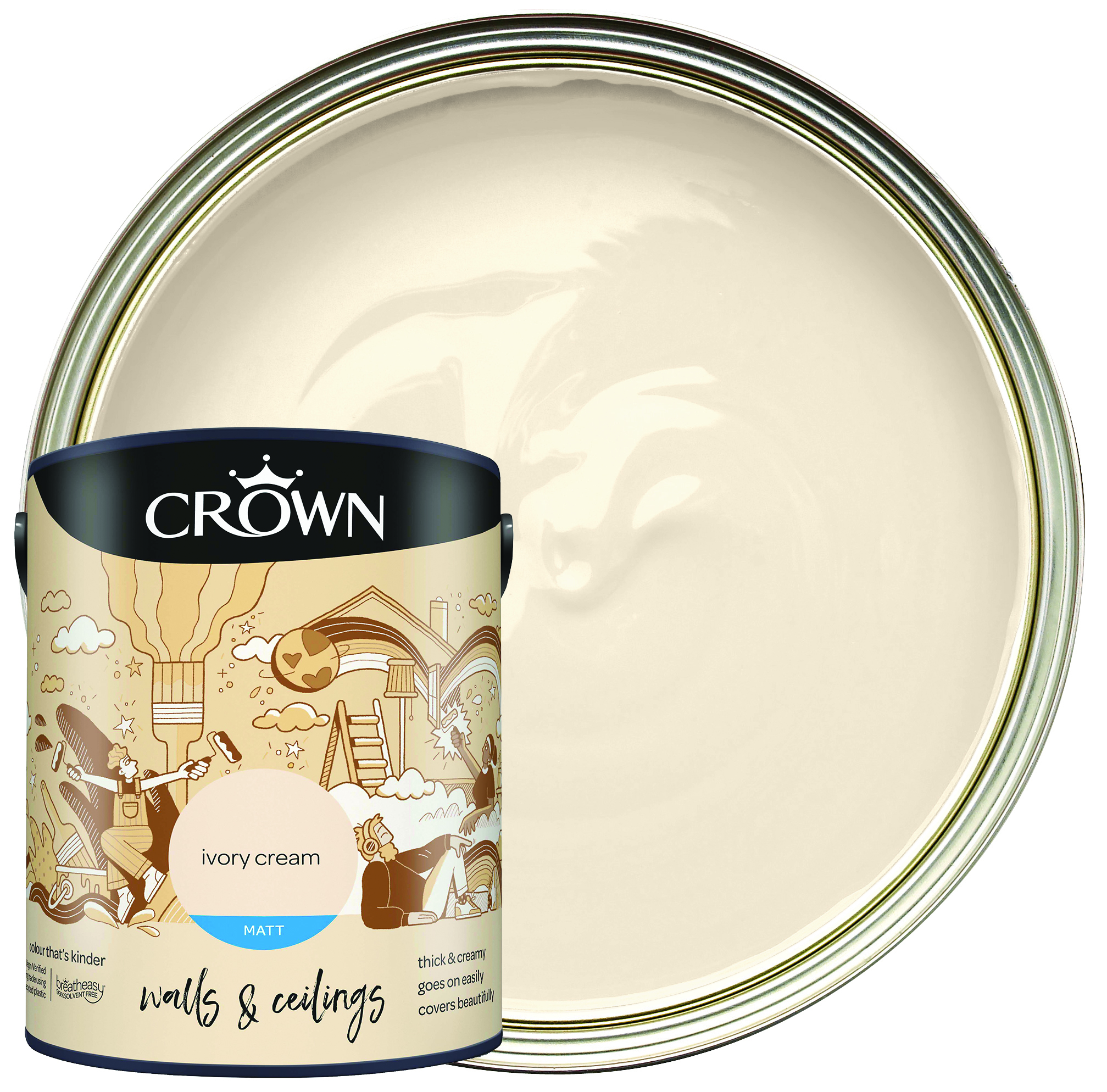 Image of Crown Matt Emulsion Paint - Ivory Cream - 5L