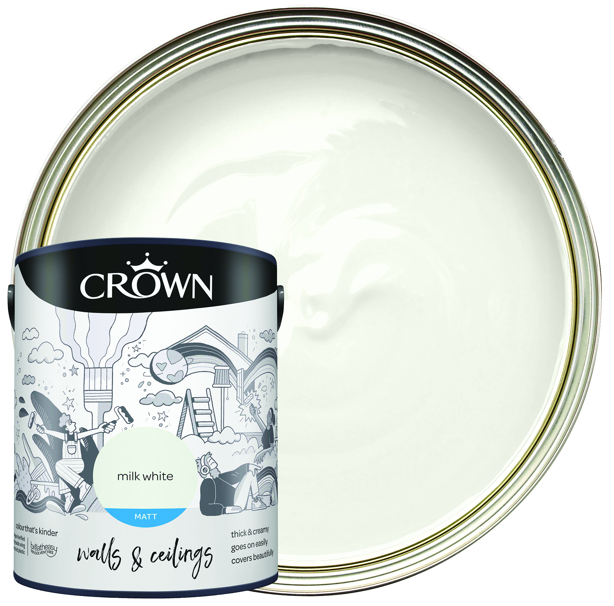 Image of Crown Matt Emulsion Paint - Milk White - 5L