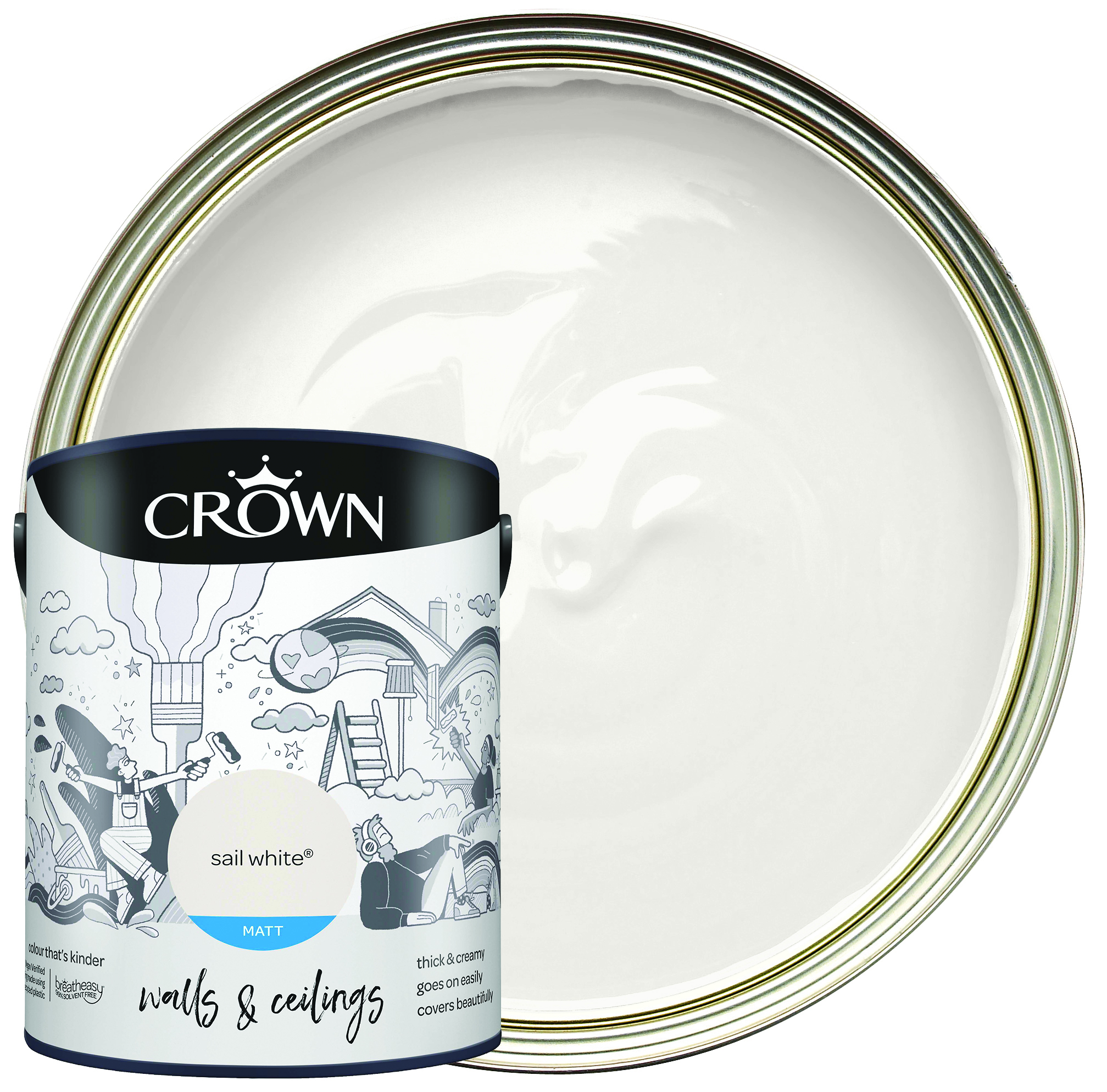 Crown Matt Emulsion Paint - Sail White - 5L