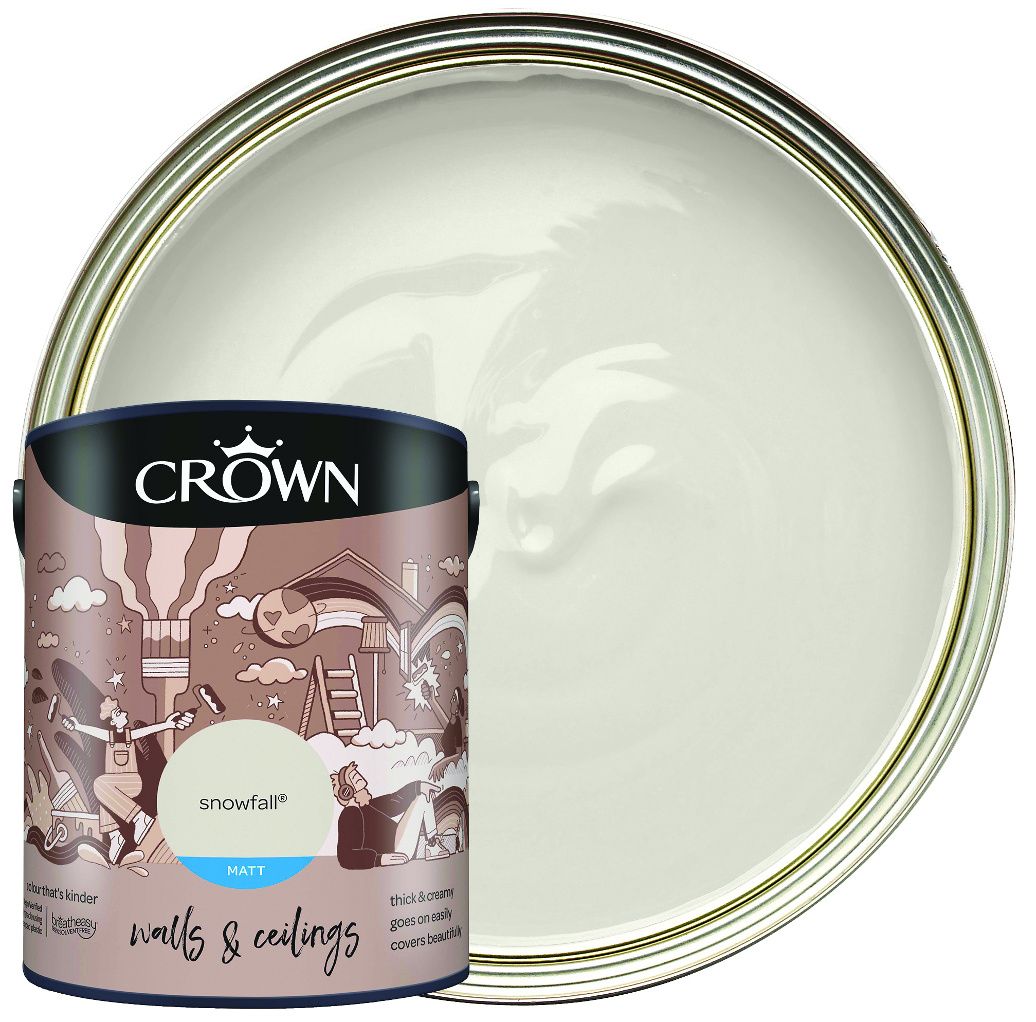 Image of Crown Matt Emulsion Paint - Snowfall - 5L