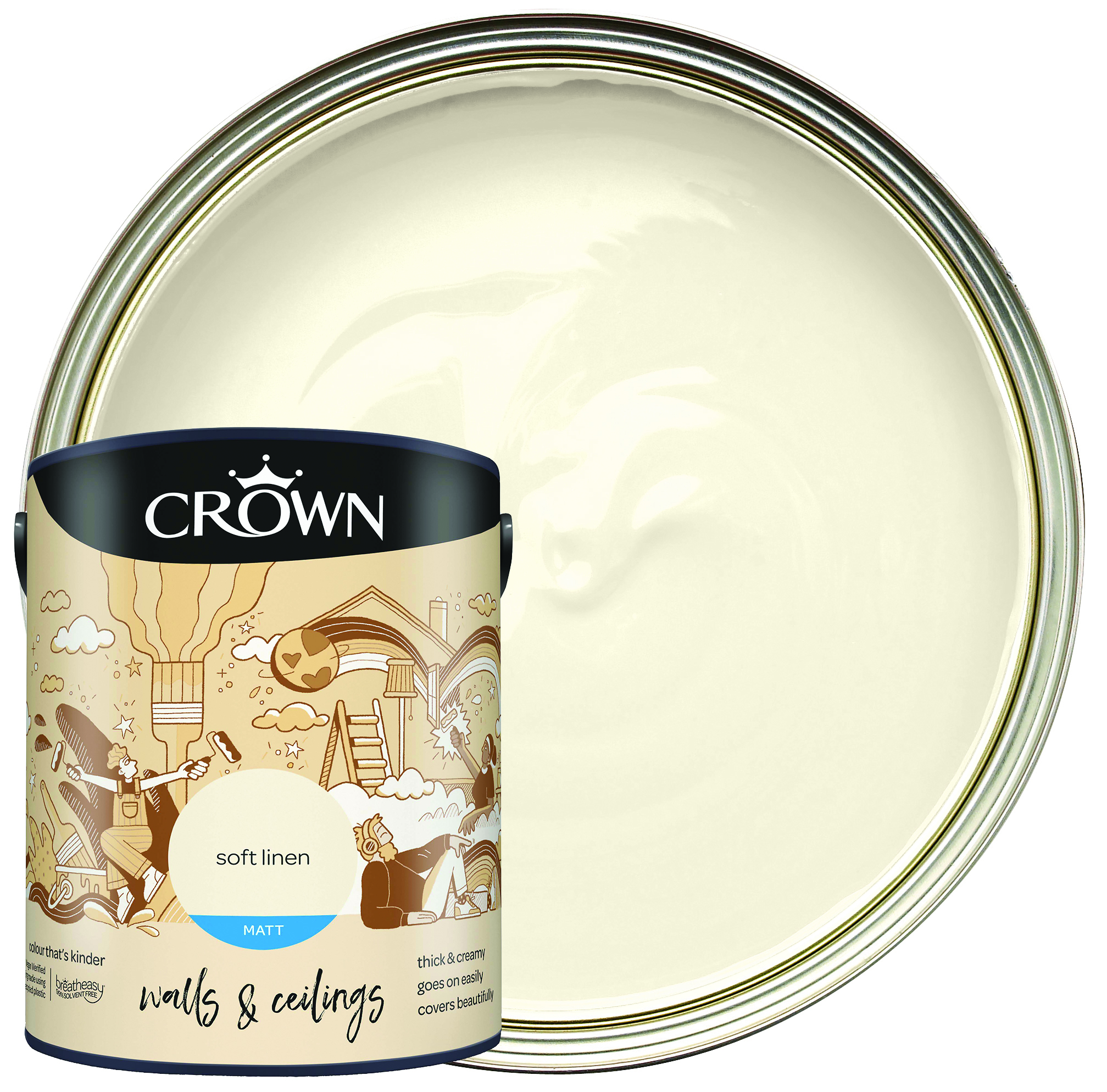 Crown Matt Emulsion Paint - Soft Linen - 5L