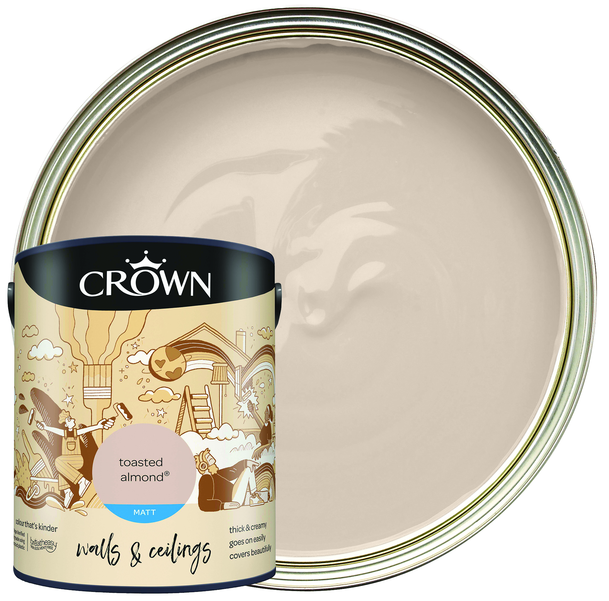 Crown Matt Emulsion Paint - Toasted Almond - 5L