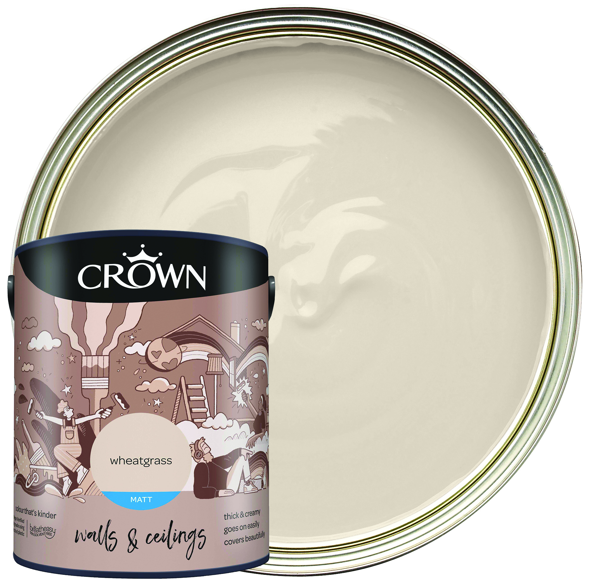 Crown Matt Emulsion Paint - Wheatgrass - 5L