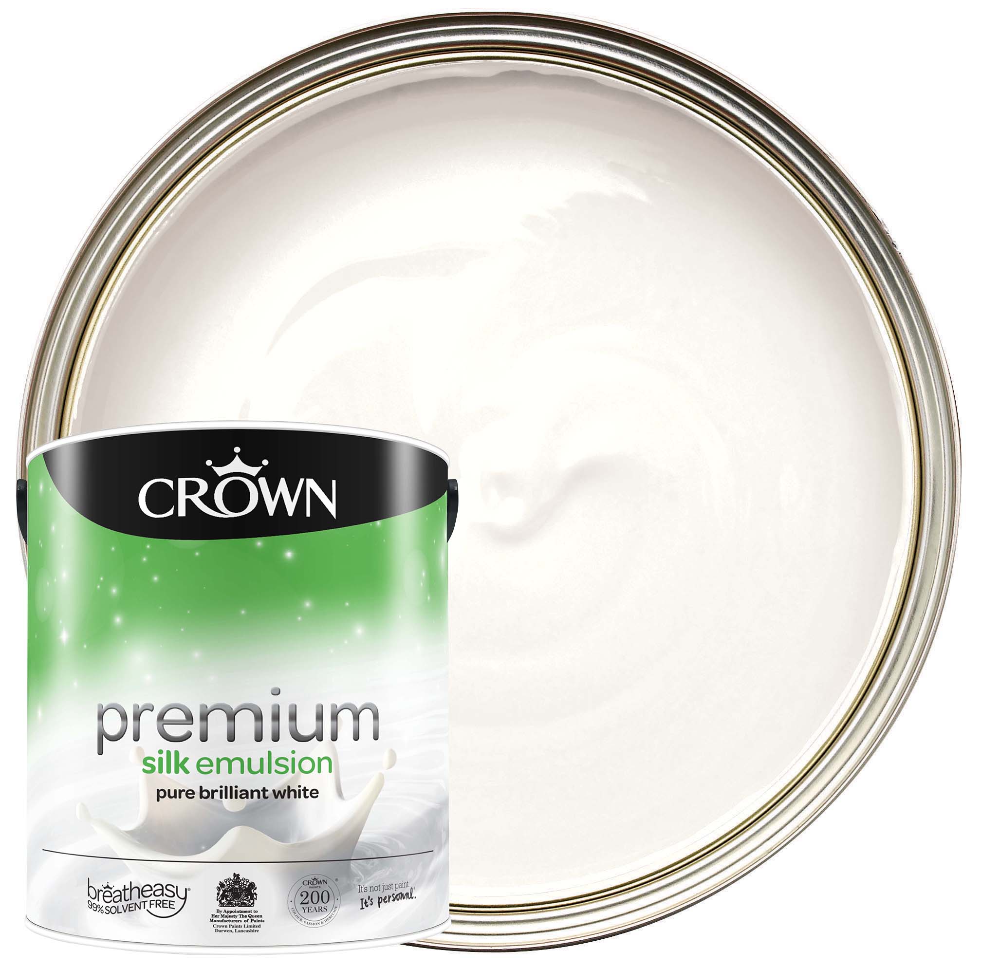 Image of Crown Silk Emulsion Paint - Brilliant White - 2.5L