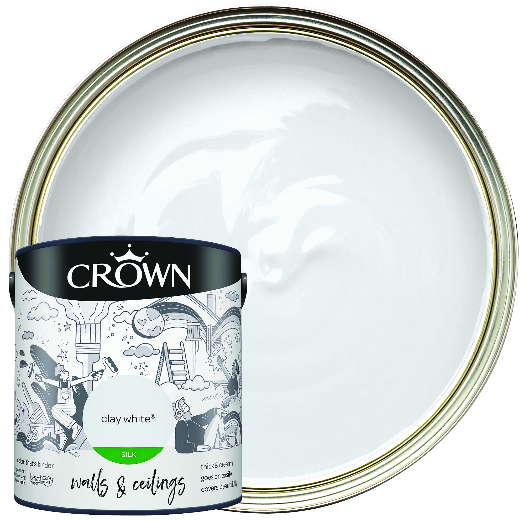 Crown Silk Emulsion Paint - Clay White - 2.5L
