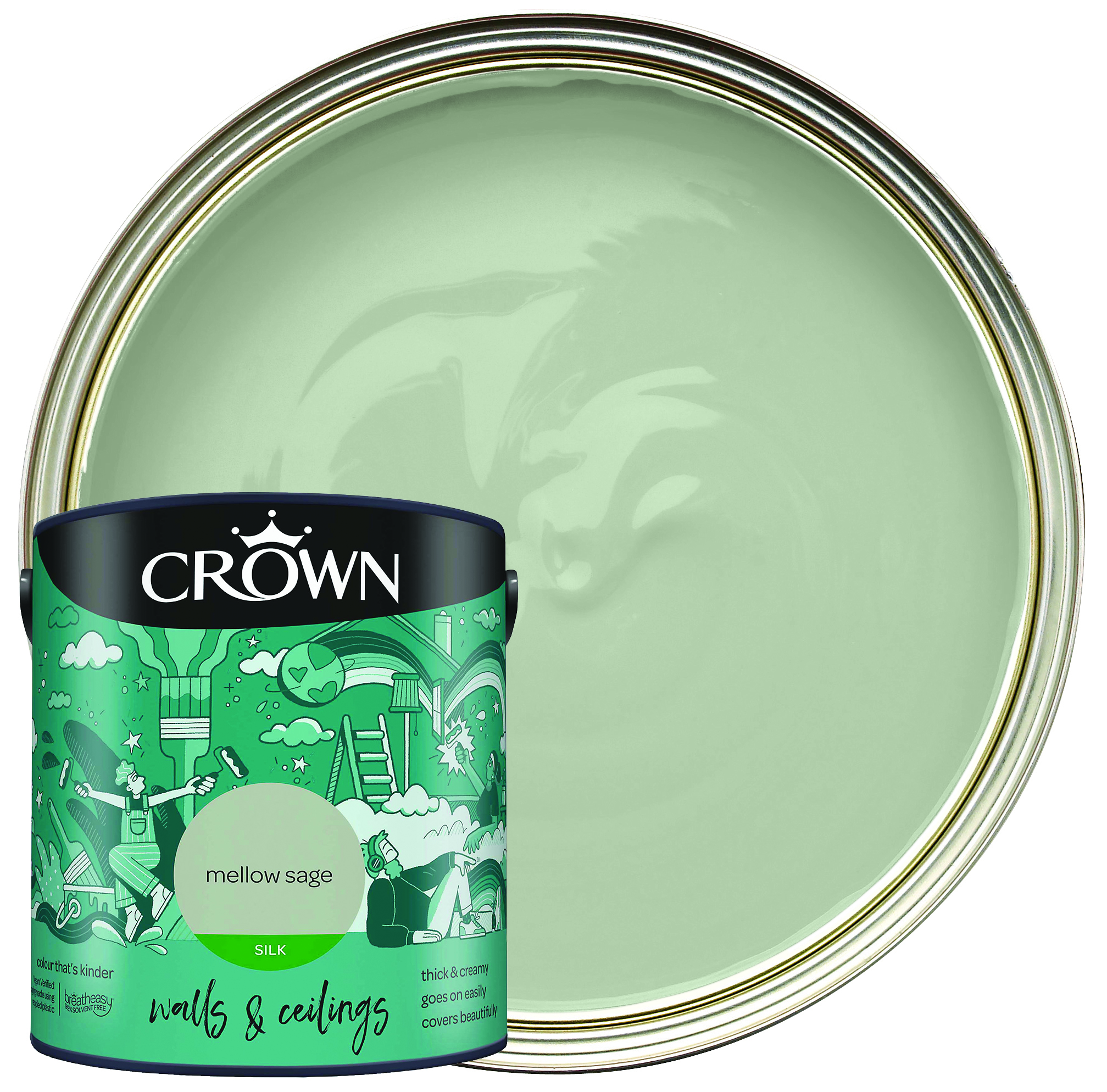 Crown Silk Emulsion Paint - Mellow Sage - 2.5L