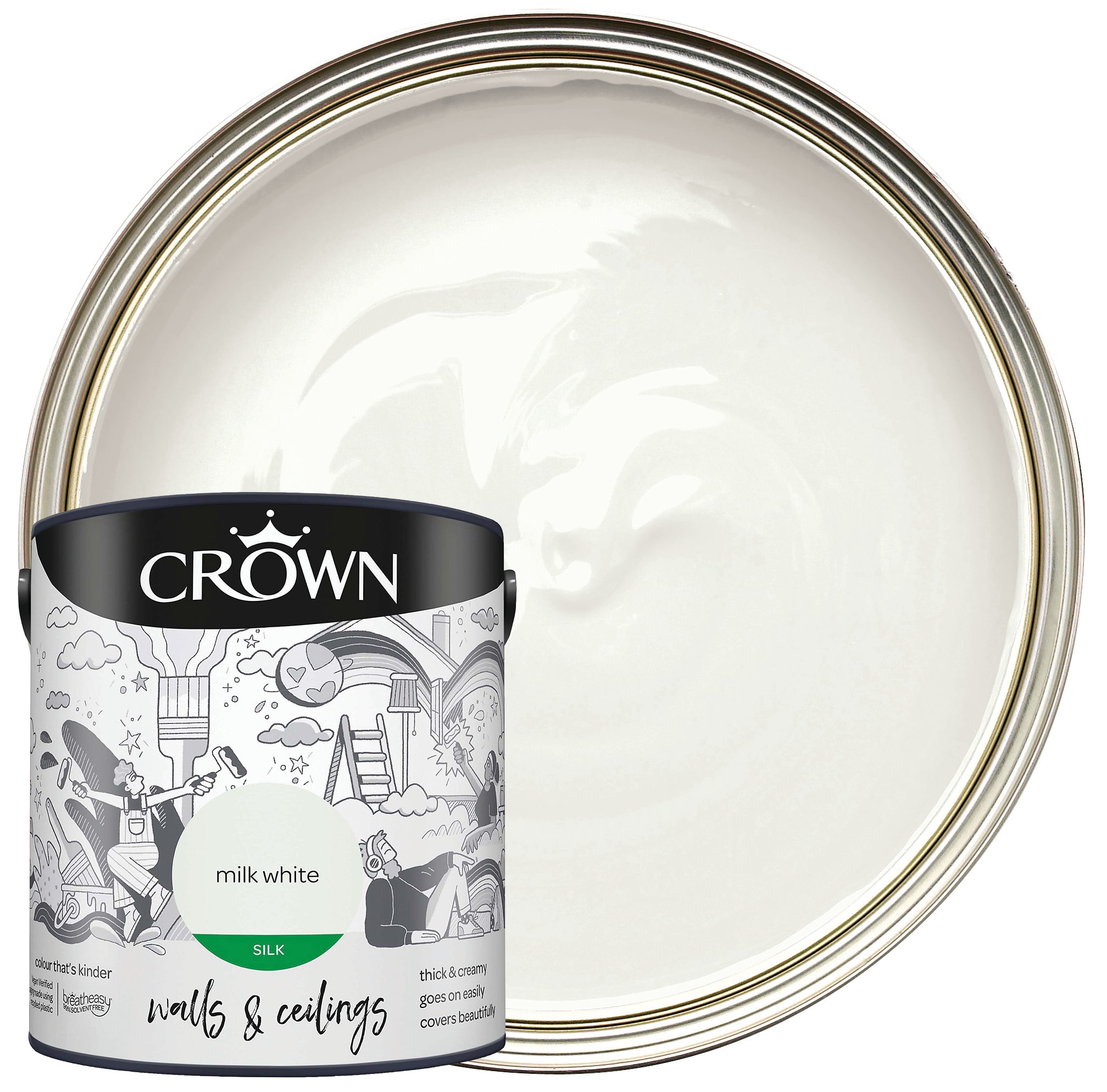 Crown Silk Emulsion Paint - Milk White - 2.5L