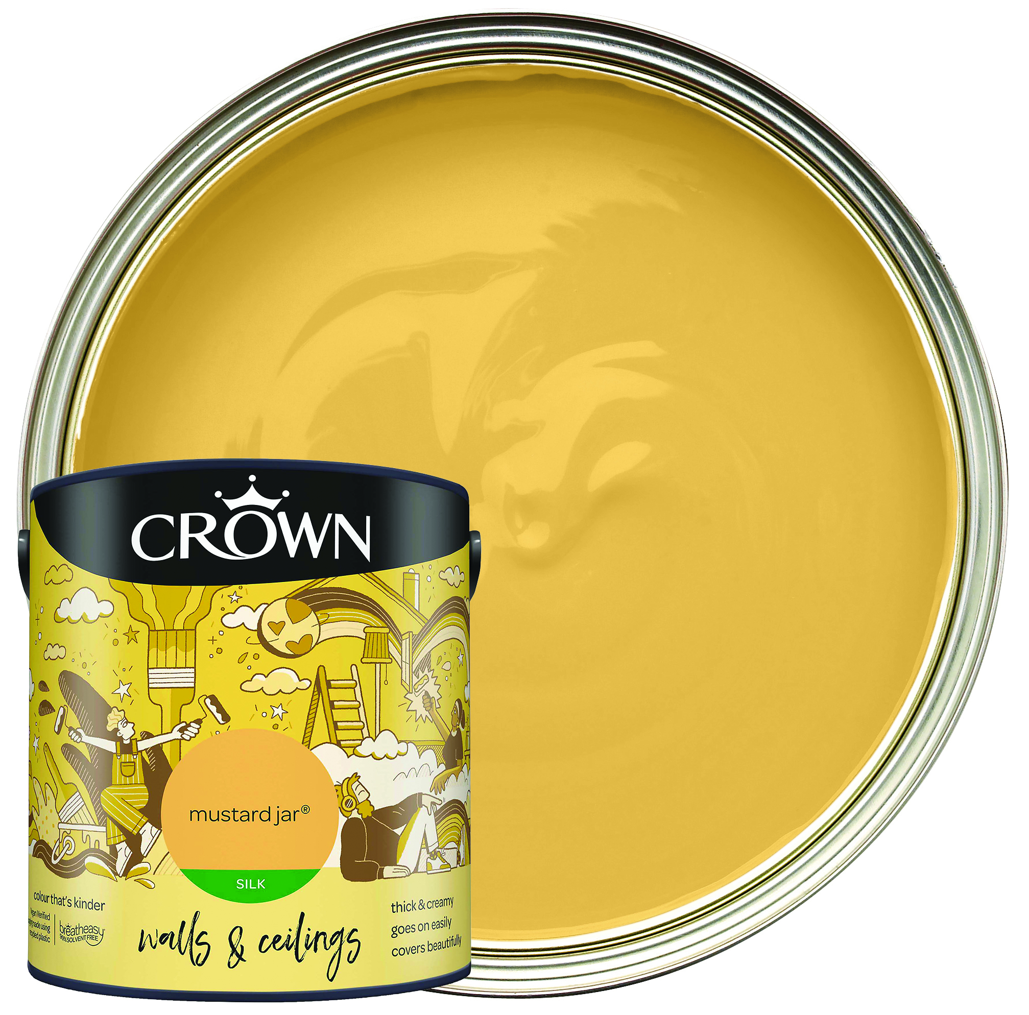 Image of Crown Silk Emulsion Paint - Mustard Jar - 2.5L