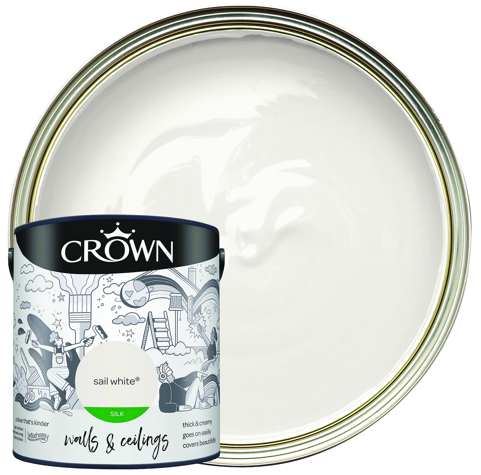 Crown Silk Emulsion Paint - Sail White - 2.5L