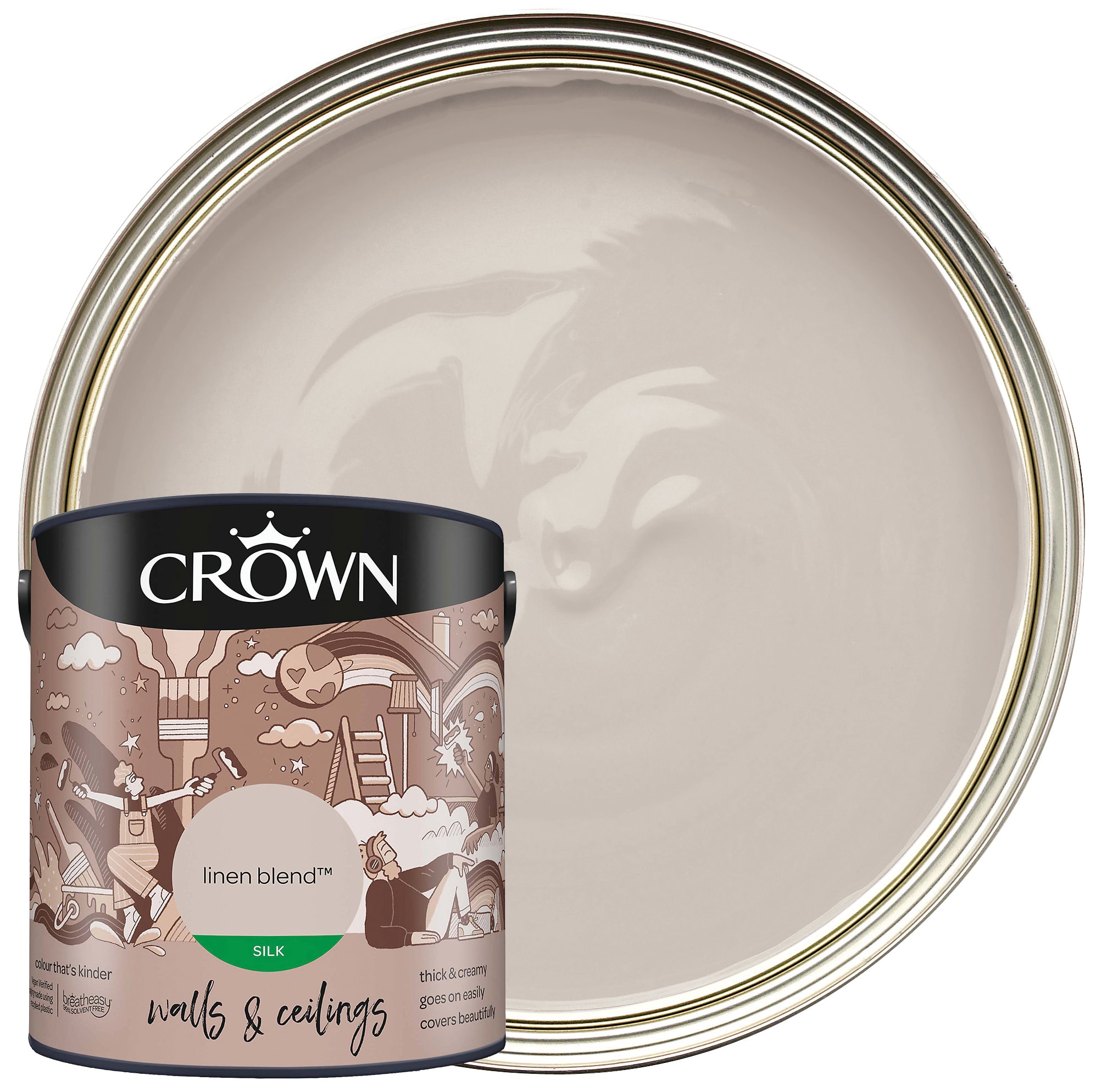 Crown Silk Emulsion Paint Linen Blend 2.5L Wickes.co.uk