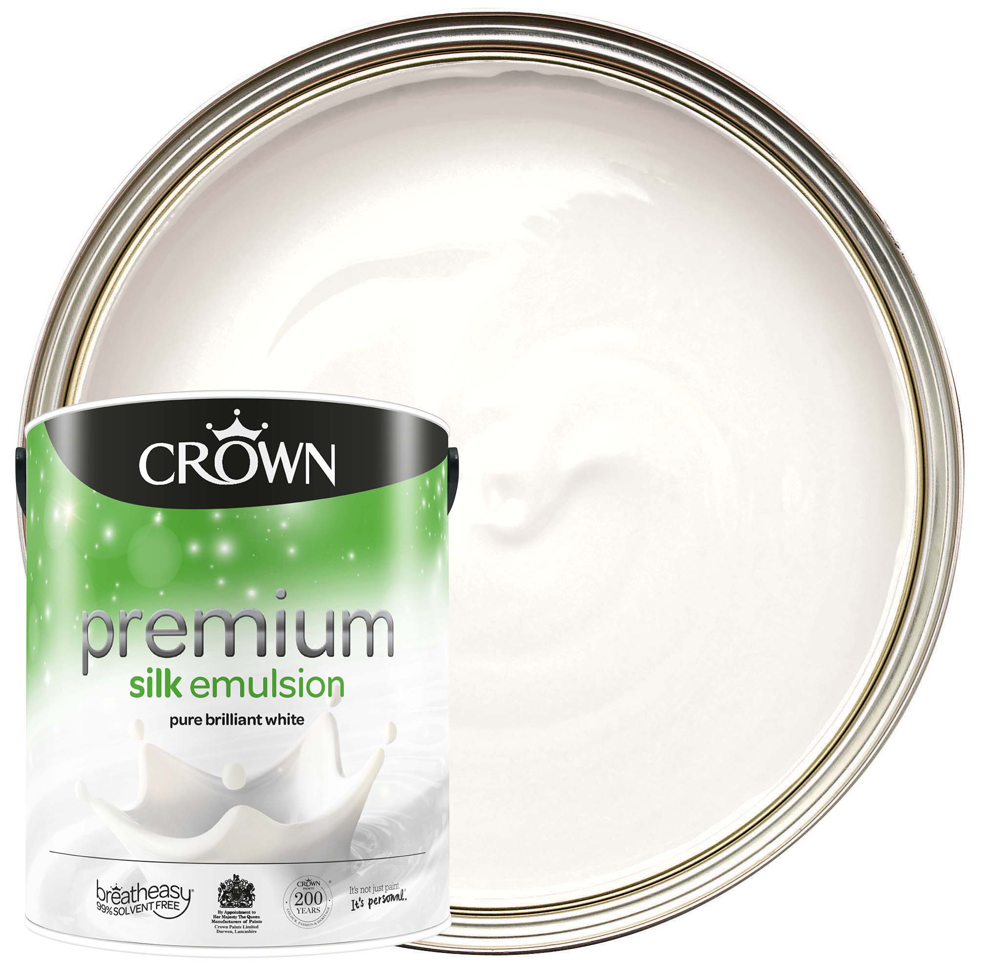 Product image for Crown Silk Emulsion Paint - Brilliant White - 5L