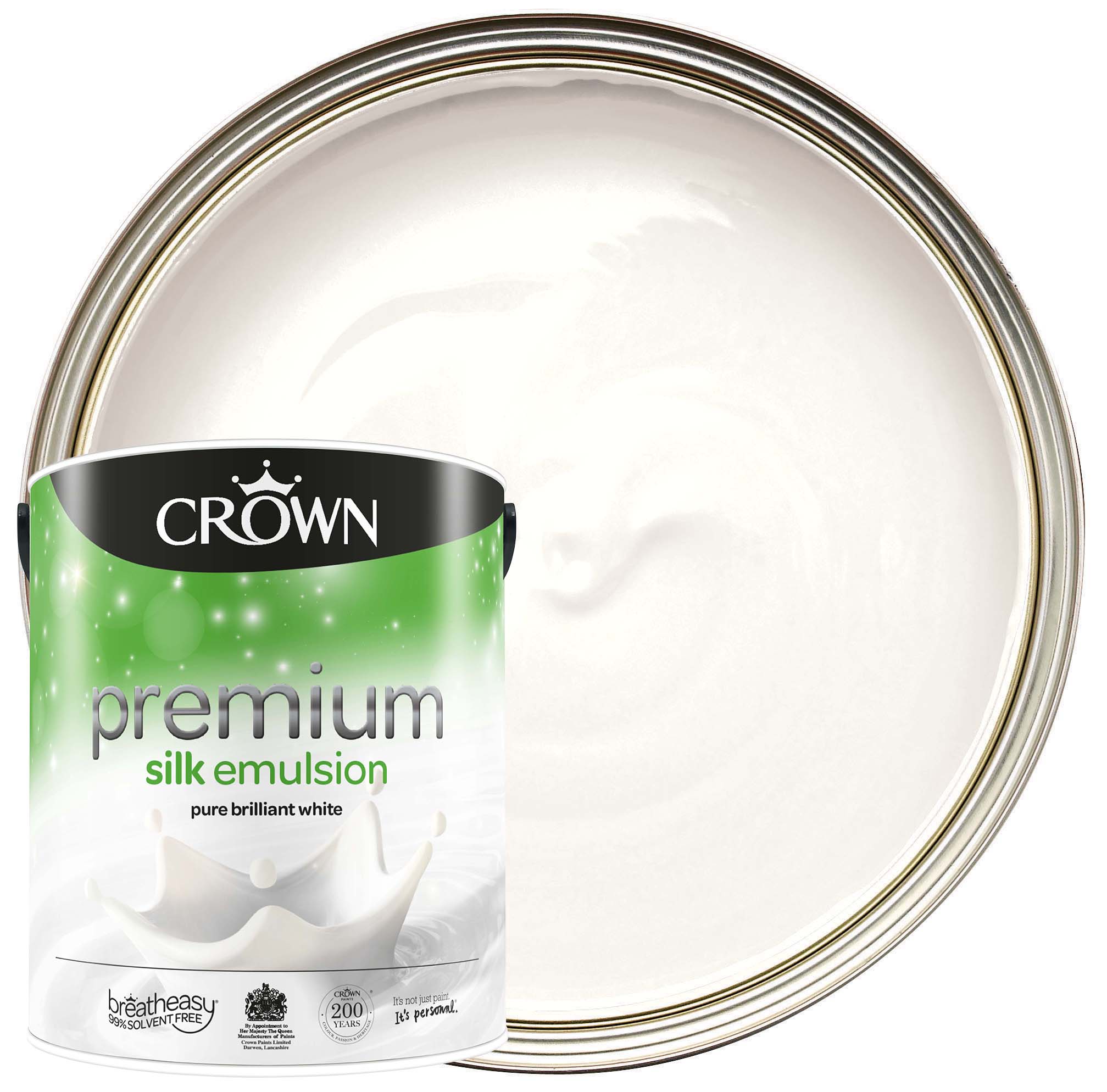 Image of Crown Silk Emulsion Paint - Brilliant White - 5L