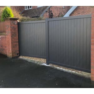 Readymade Anthracite Grey Aluminium Vertical Double Swing Gate - 3750mm Width