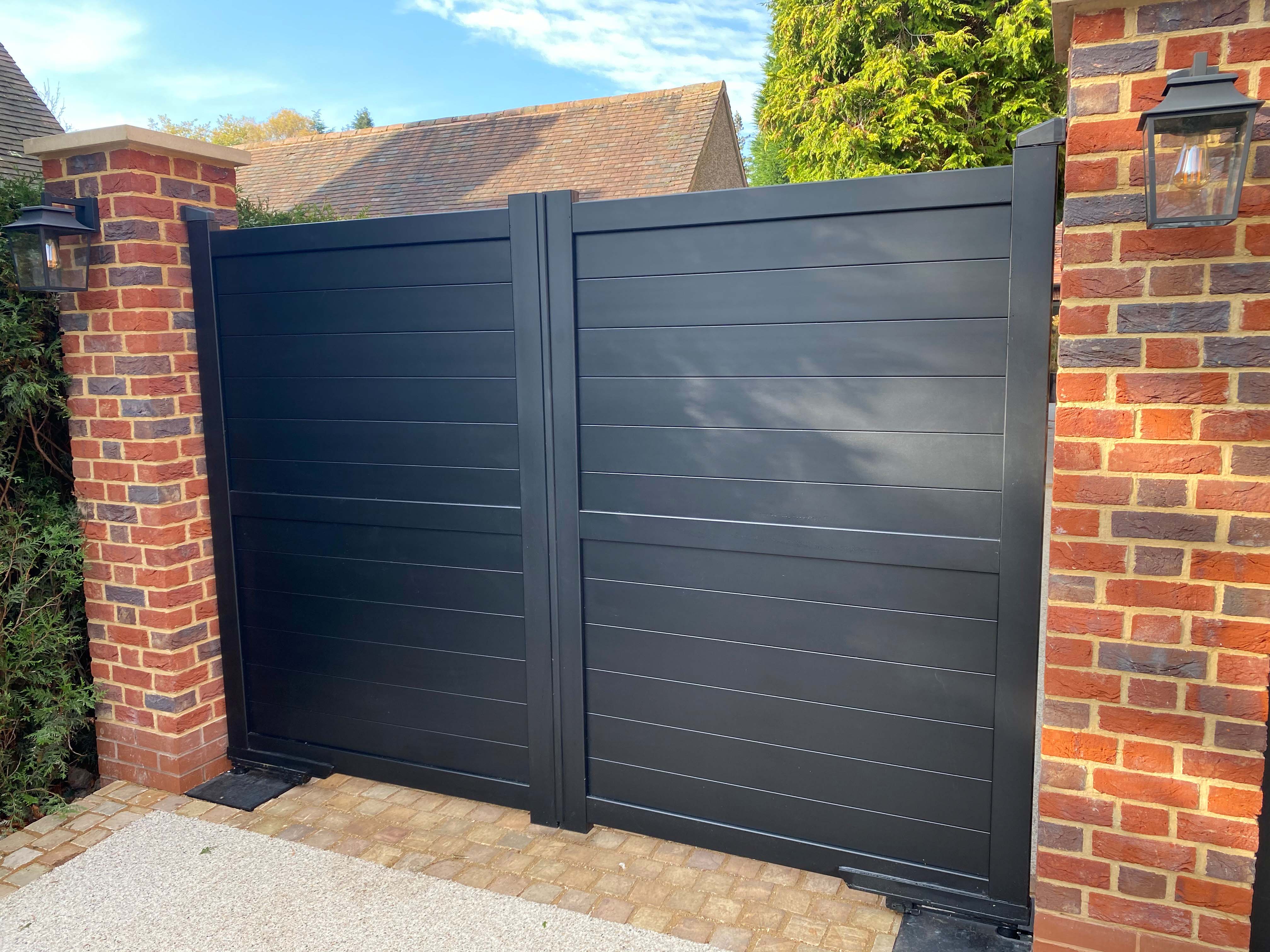 Readymade Black Aluminium Horizontal Double Swing Gate - 3750 x 1800mm