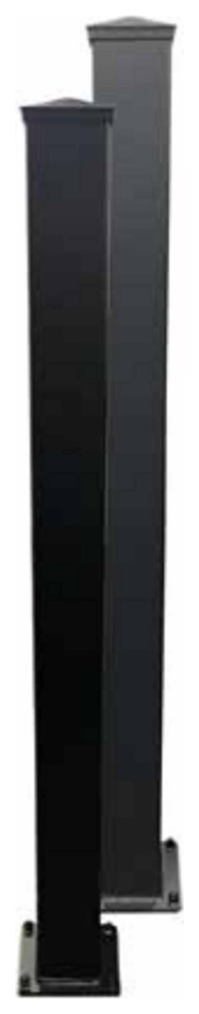 Readymade Black Aluminium Flanged Post Including Post Cap - 150 x 3000mm