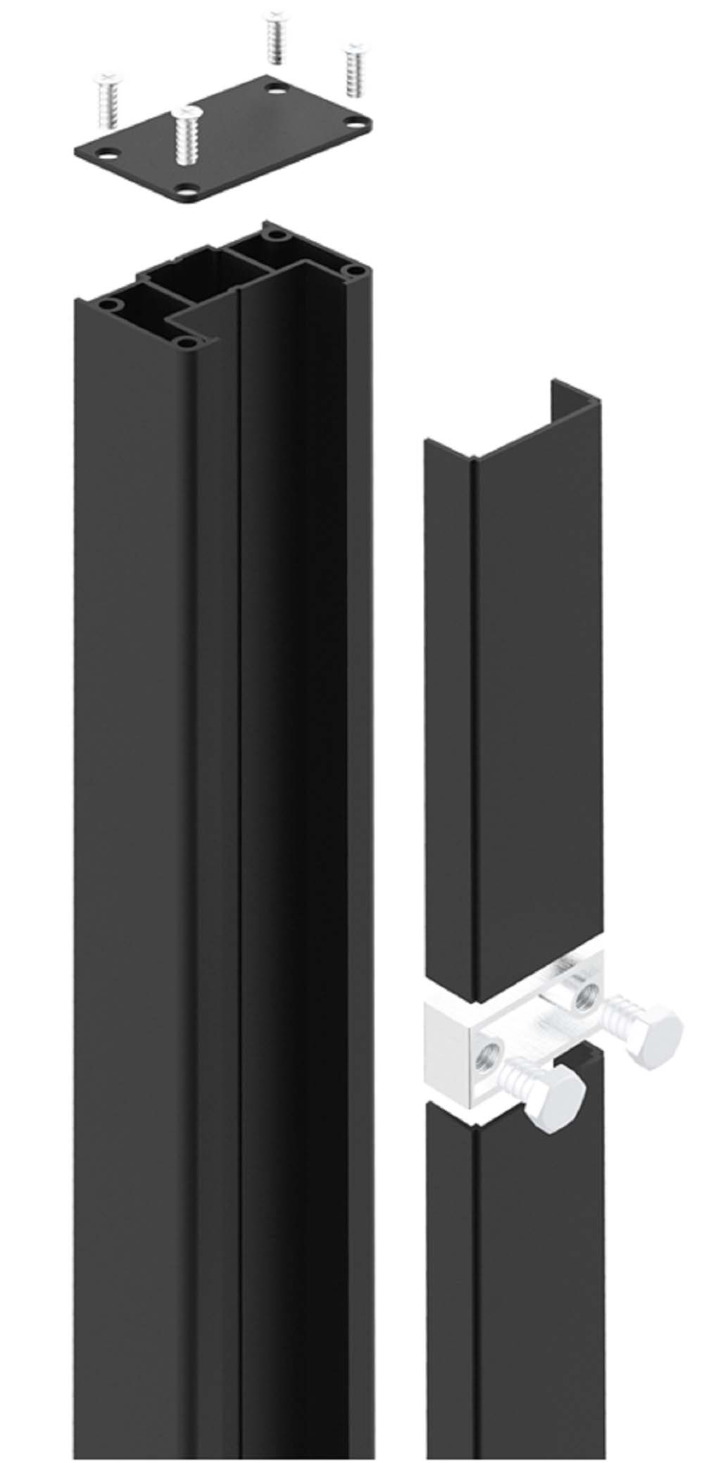 Image of Readymade Black Aluminium Surface/Sunken Pedestrian Gate Post - 80 x 50 x 2000mm