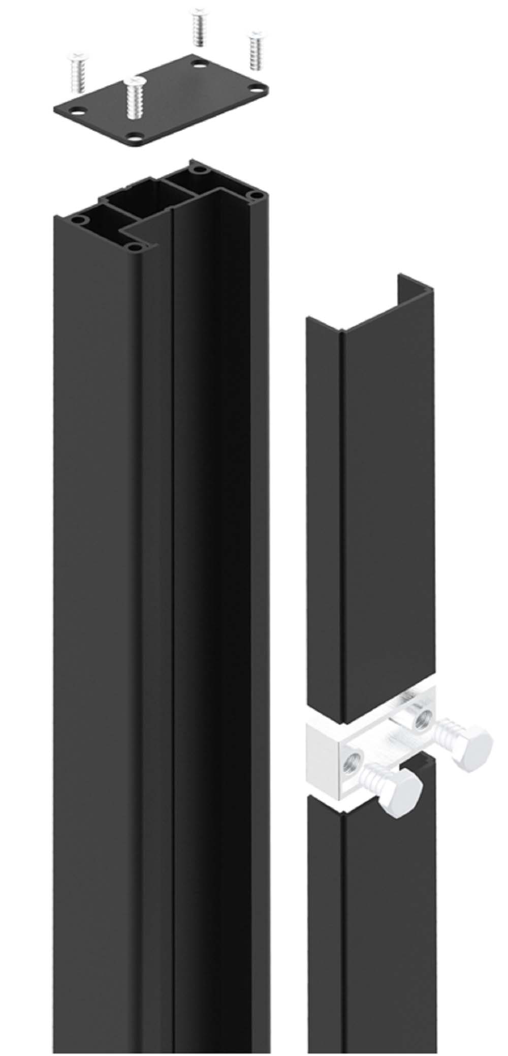 Readymade Black Aluminium Surface/Sunken Pedestrian Gate Post - 80 x 50 x 2400mm