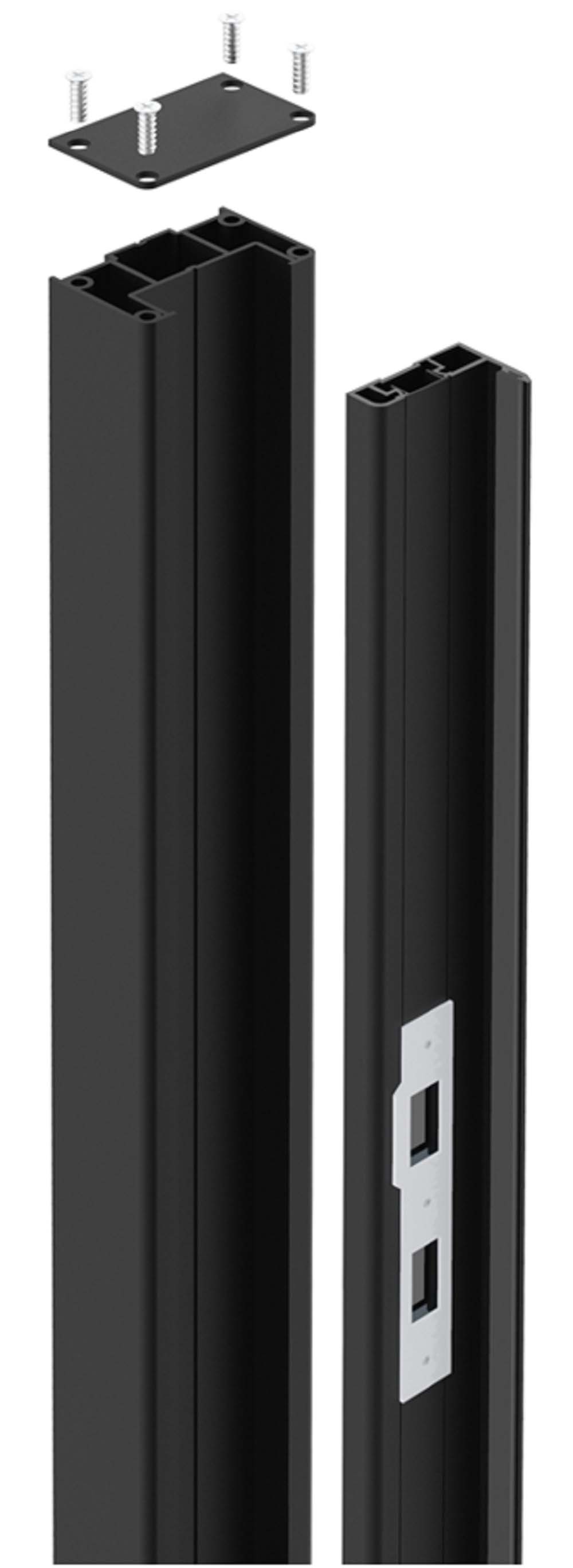 Readymade Black Aluminium Surface/Sunken Pedestrian Gate Receiver Post - 80 x 50 x 2000mm