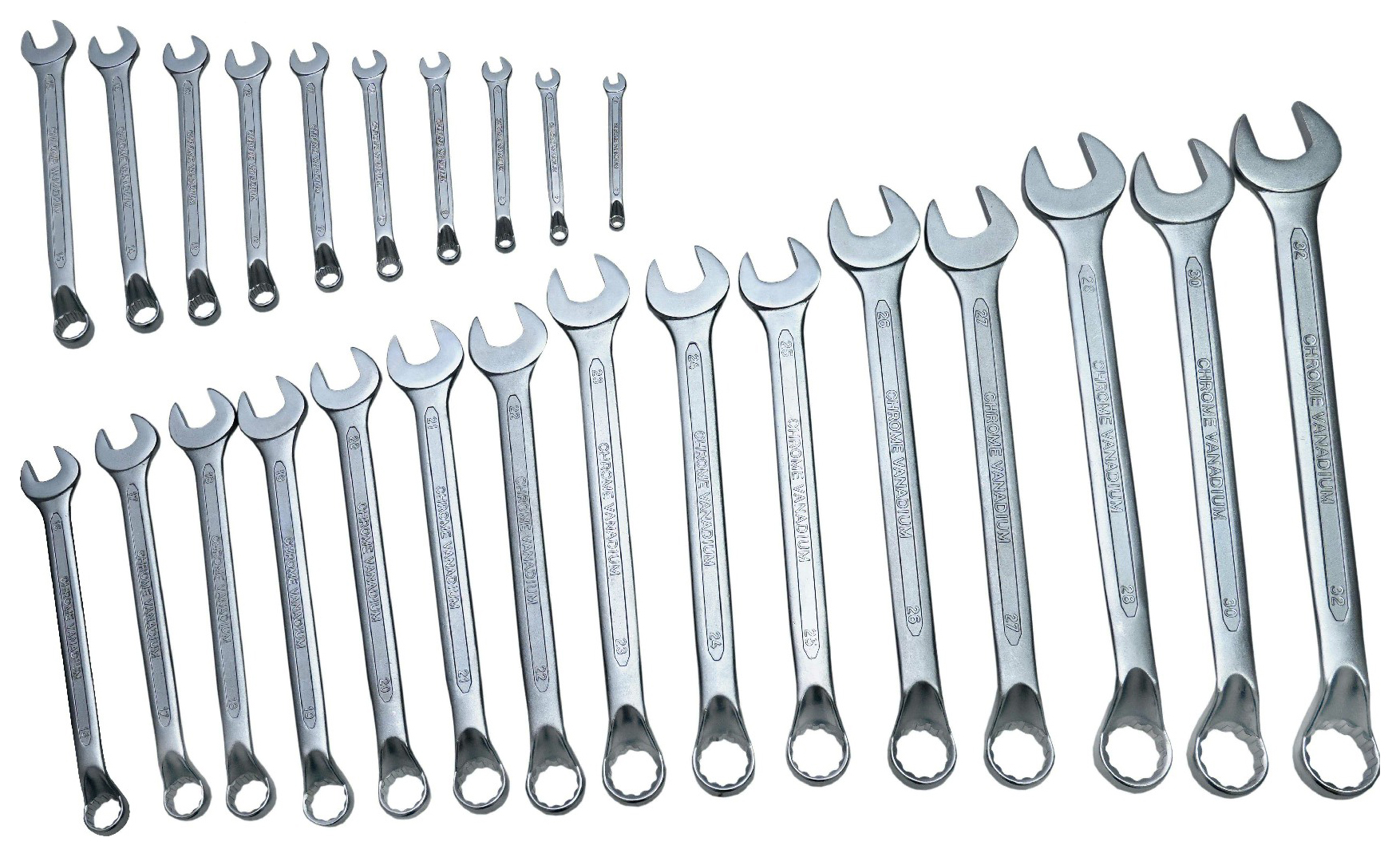 Image of Wickes Chrome Vanadium Steel 25 Piece Combination Spanner Set