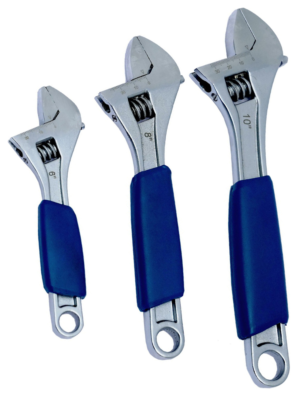 Image of Wickes Adjustable Drop Forged Steel 3 Piece Wrench Set with Grips