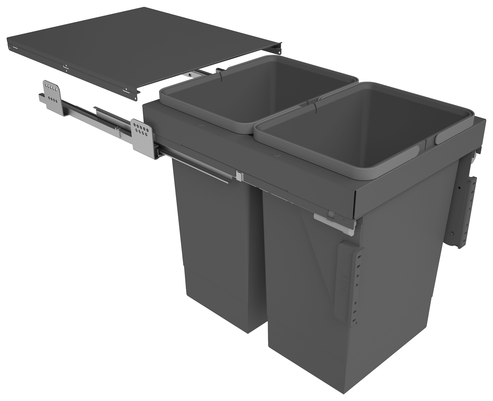 Stanto 400mm Anthracite Pull-Out Bin - 2 x 24L