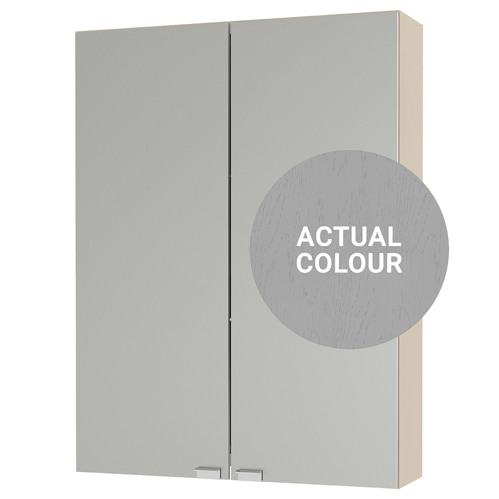 Duarti By Calypso Highwood 500mm Slimline Mirrored 2 Door Wall Hung Unit - Fossil Grey