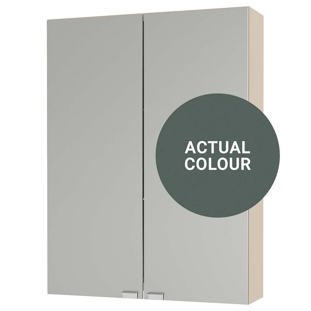 Duarti By Calypso Highwood 500mm Slimline Mirrored 2 Door Wall Hung Unit - Woodland Green