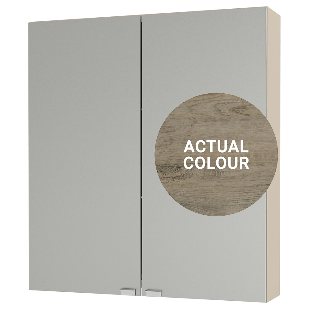 Duarti By Calypso Cascade 600mm Slimline Mirrored 2 Door Wall Hung Unit - Grey Bark