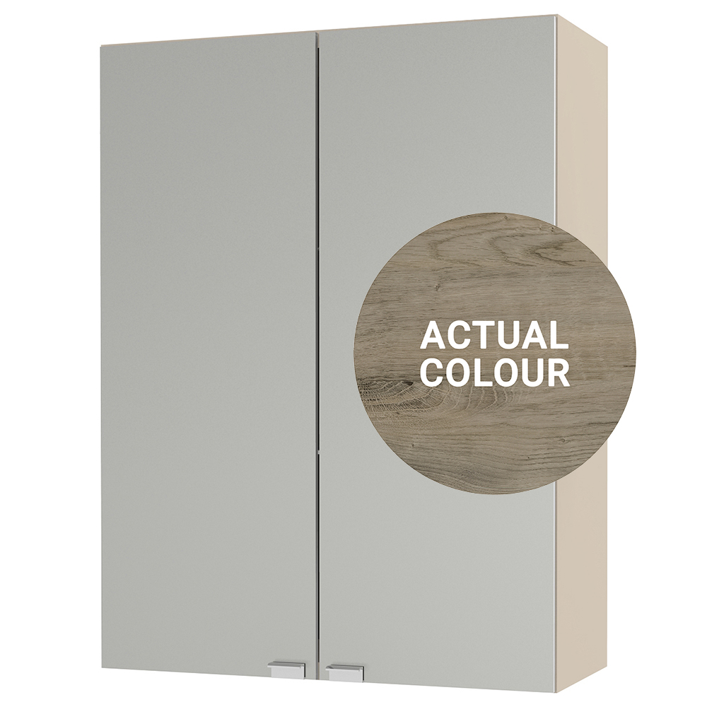 Image of Duarti By Calypso Cascade 500mm Full Depth Mirrored 2 Door Wall Hung Unit - Grey Bark