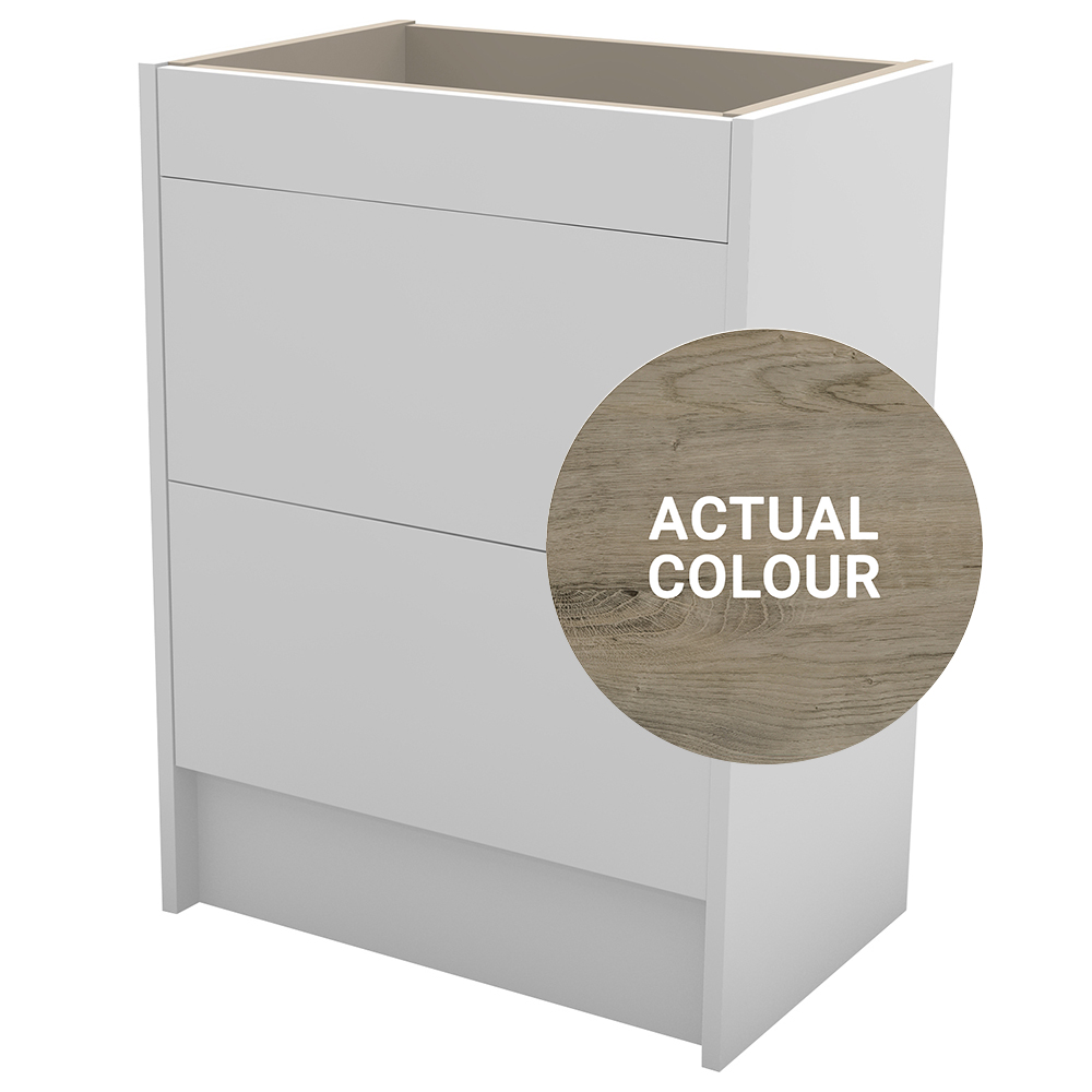 Duarti By Calypso Cascade 600mm Slimline 2 Drawer Floor Standing Vanity Unit - Grey Bark