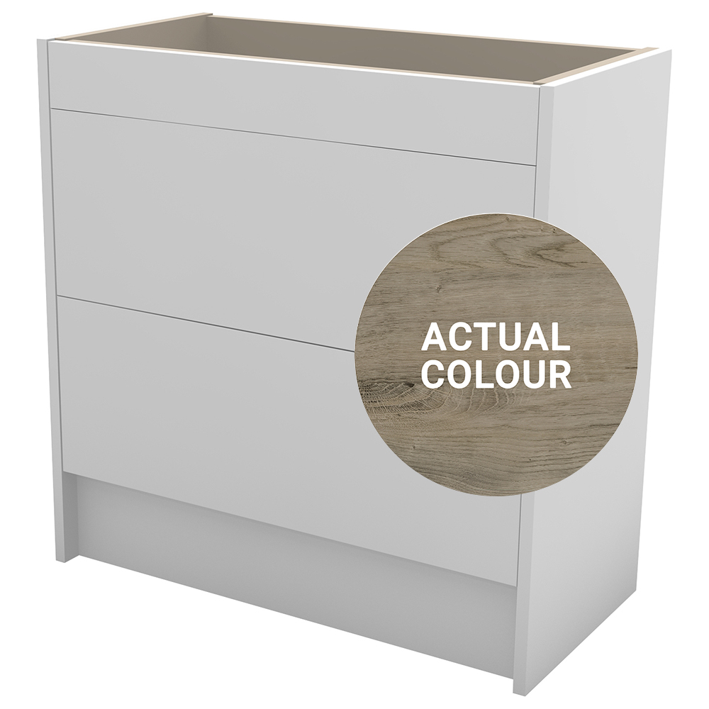 Duarti By Calypso Cascade 800mm Slimline 2 Drawer Floor Standing Vanity Unit - Grey Bark