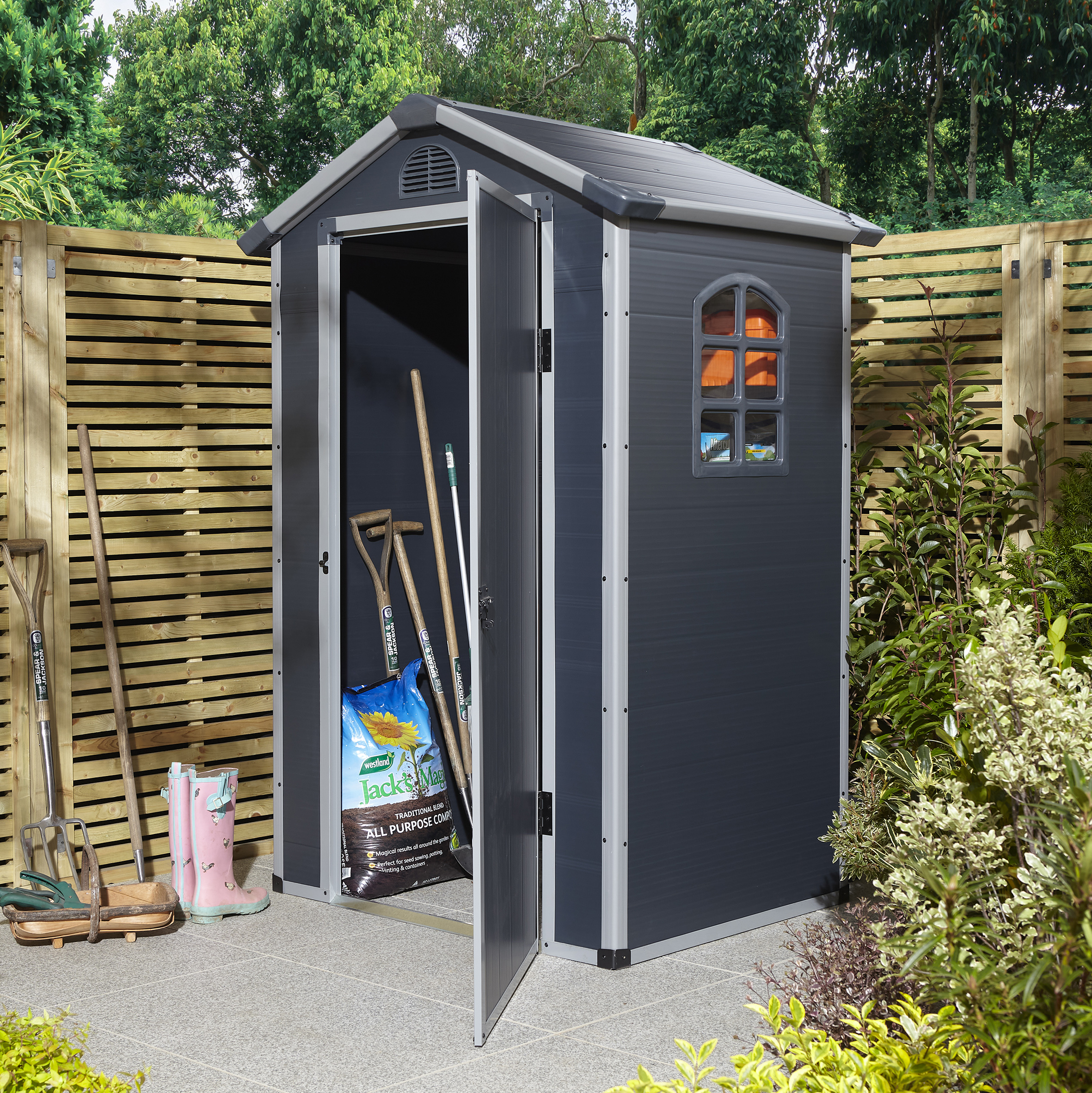 Rowlinson Airevale Dark Grey Apex Plastic Shed without Floor - 4 x 3ft