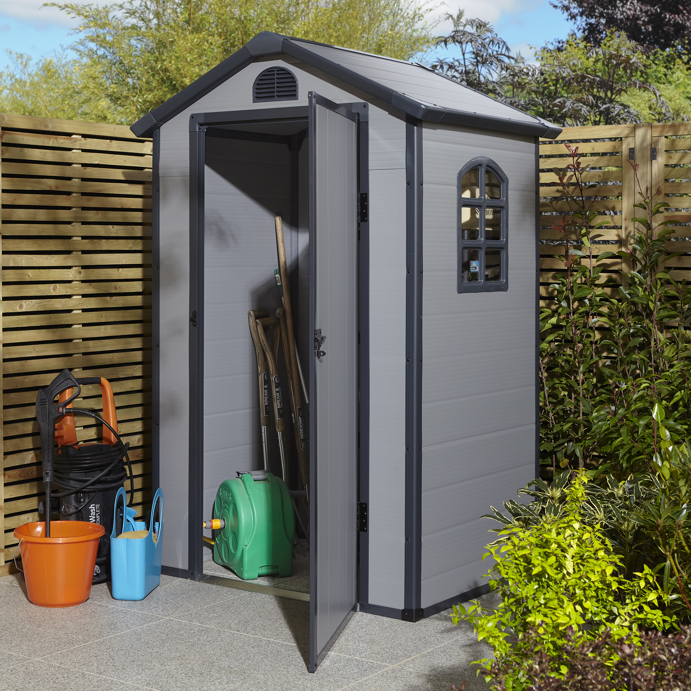 Rowlinson Airevale Light Grey Apex Plastic Shed without