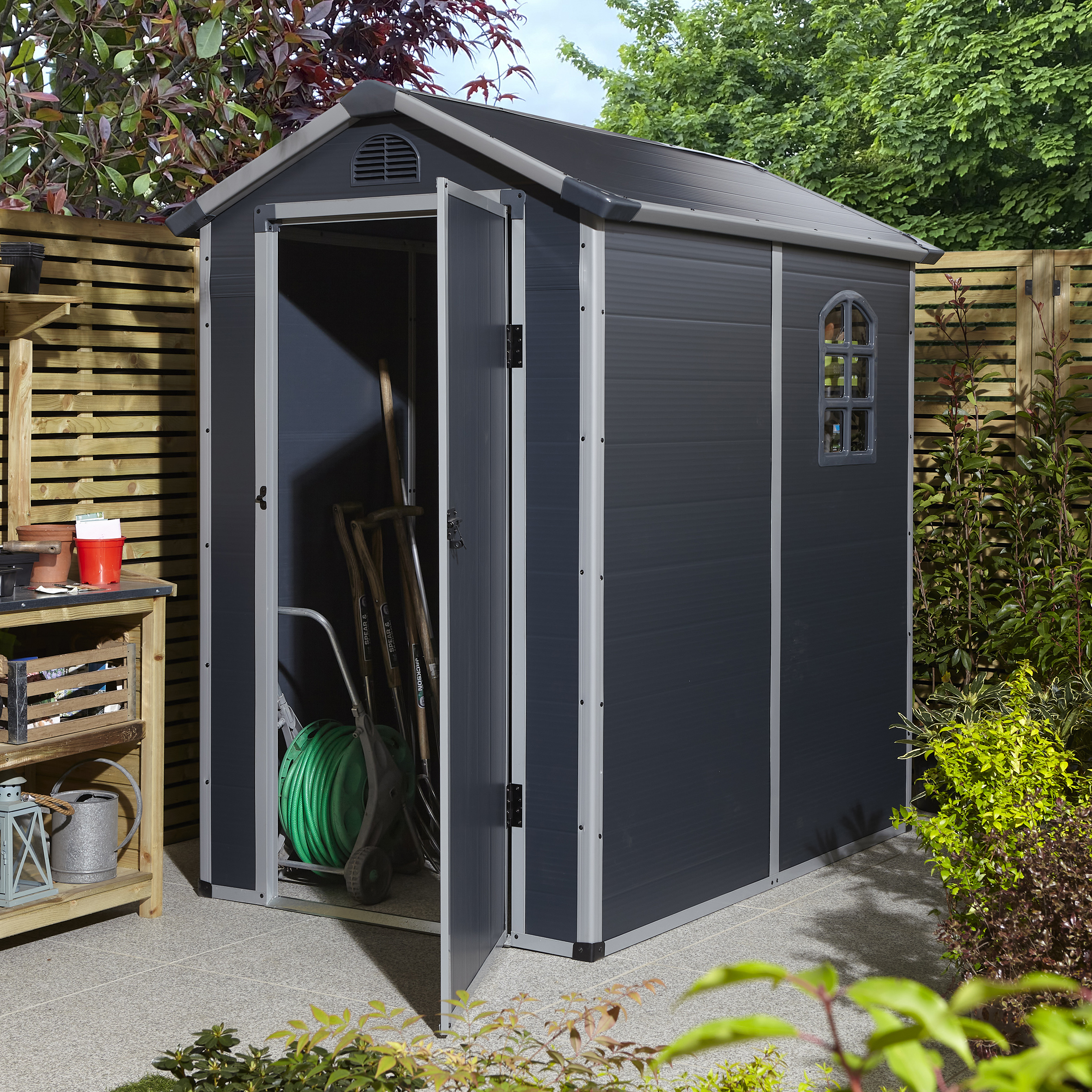 Rowlinson Airevale 4 x 6ft Apex Plastic Shed without Floor - Dark Grey