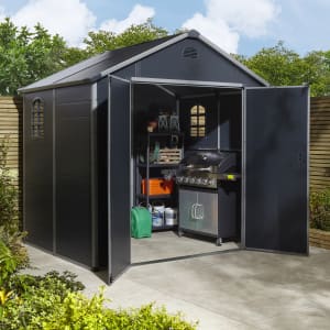 Image of Rowlinson Airevale 8 x 6ft Apex Plastic Shed without Floor - Dark Grey