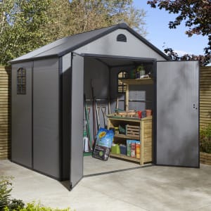 Rowlinson Airevale 8 x 6ft Apex Plastic Shed without Floor - Light Grey