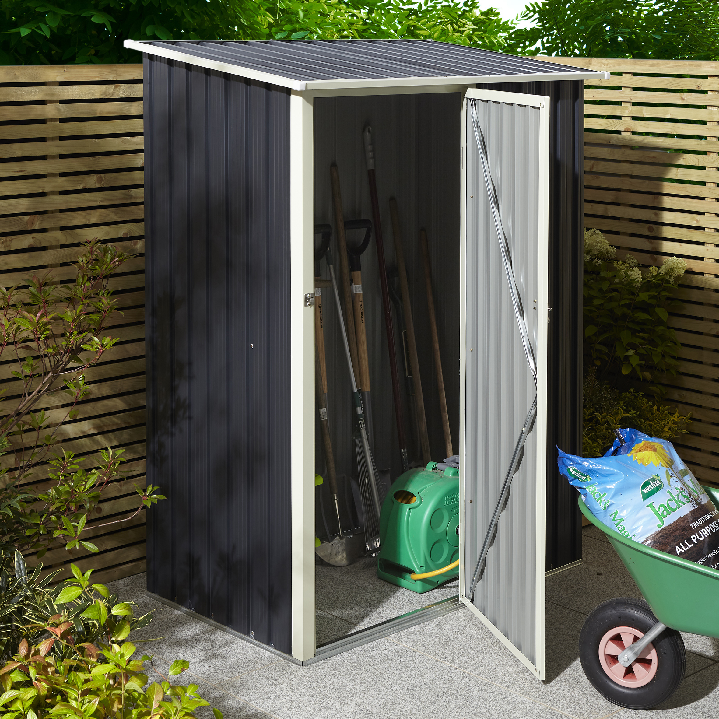 Image of Rowlinson Trentvale 5 x 3ft Metal Pent Shed without Floor - Dark Grey