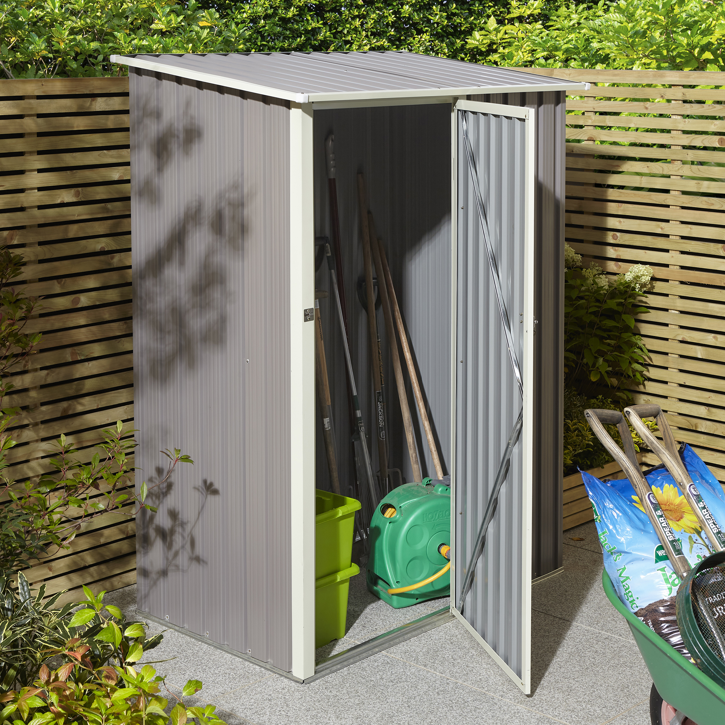 Image of Rowlinson Trentvale 5 x 3ft Metal Pent Shed without Floor - Light Grey
