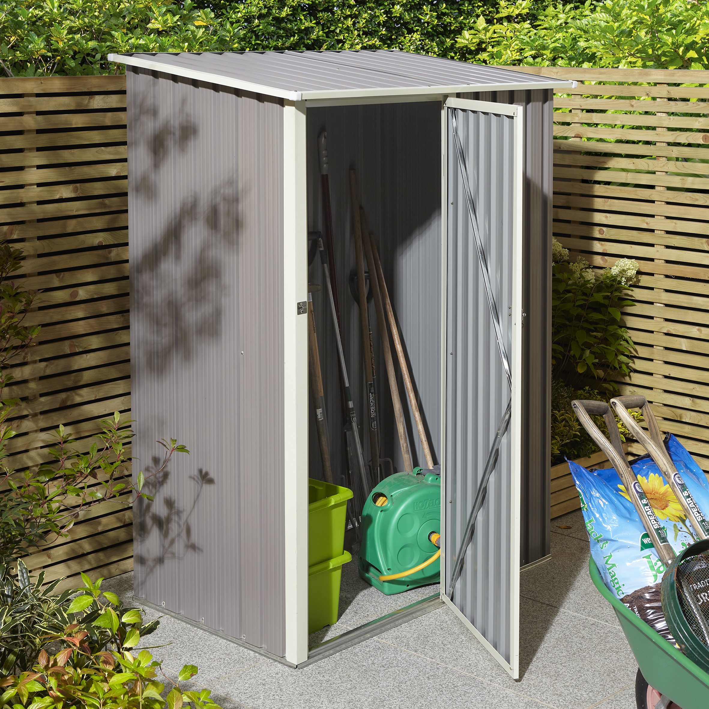Rowlinson Trentvale 5 x 3ft Metal Pent Shed without Floor - Light Grey