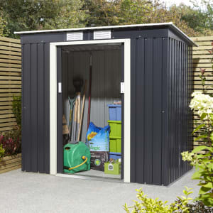 Rowlinson Trentvale 6 x 4ft Metal Pent Shed without Floor - Dark Grey