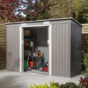 Image of Rowlinson Trentvale 8 x 4ft Metal Pent Shed without Floor - Light Grey