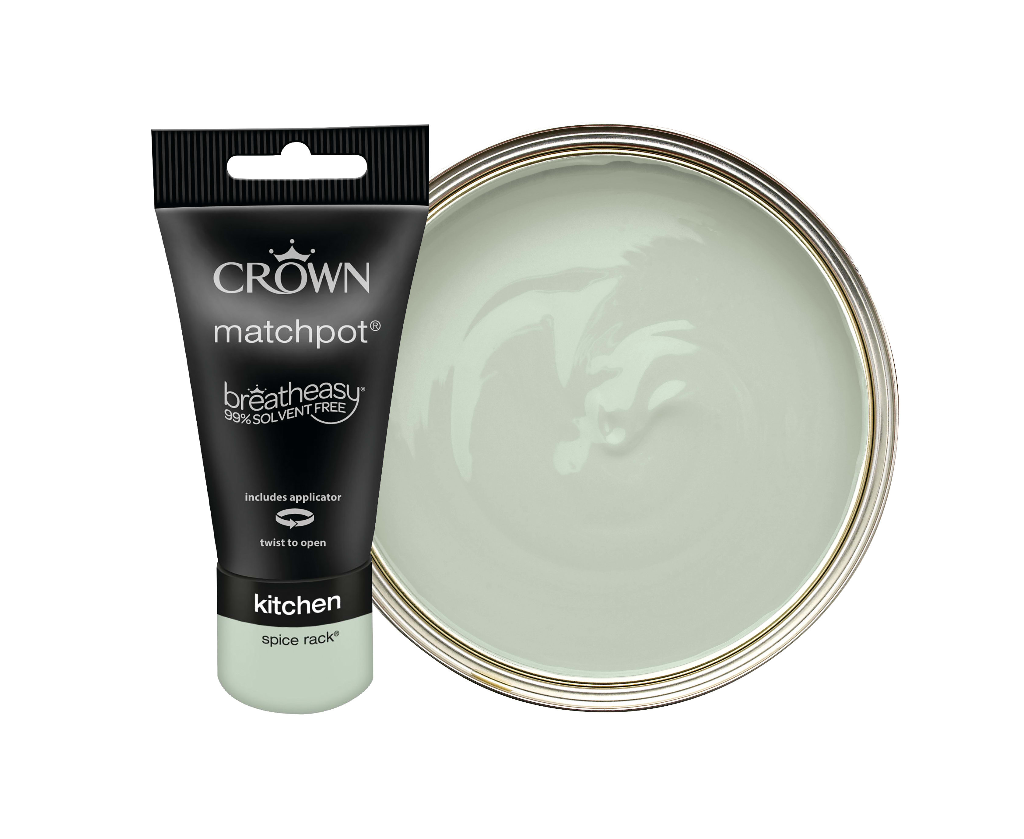 Crown Easyclean Matt Emulsion Kitchen Paint Spice Rack Tester