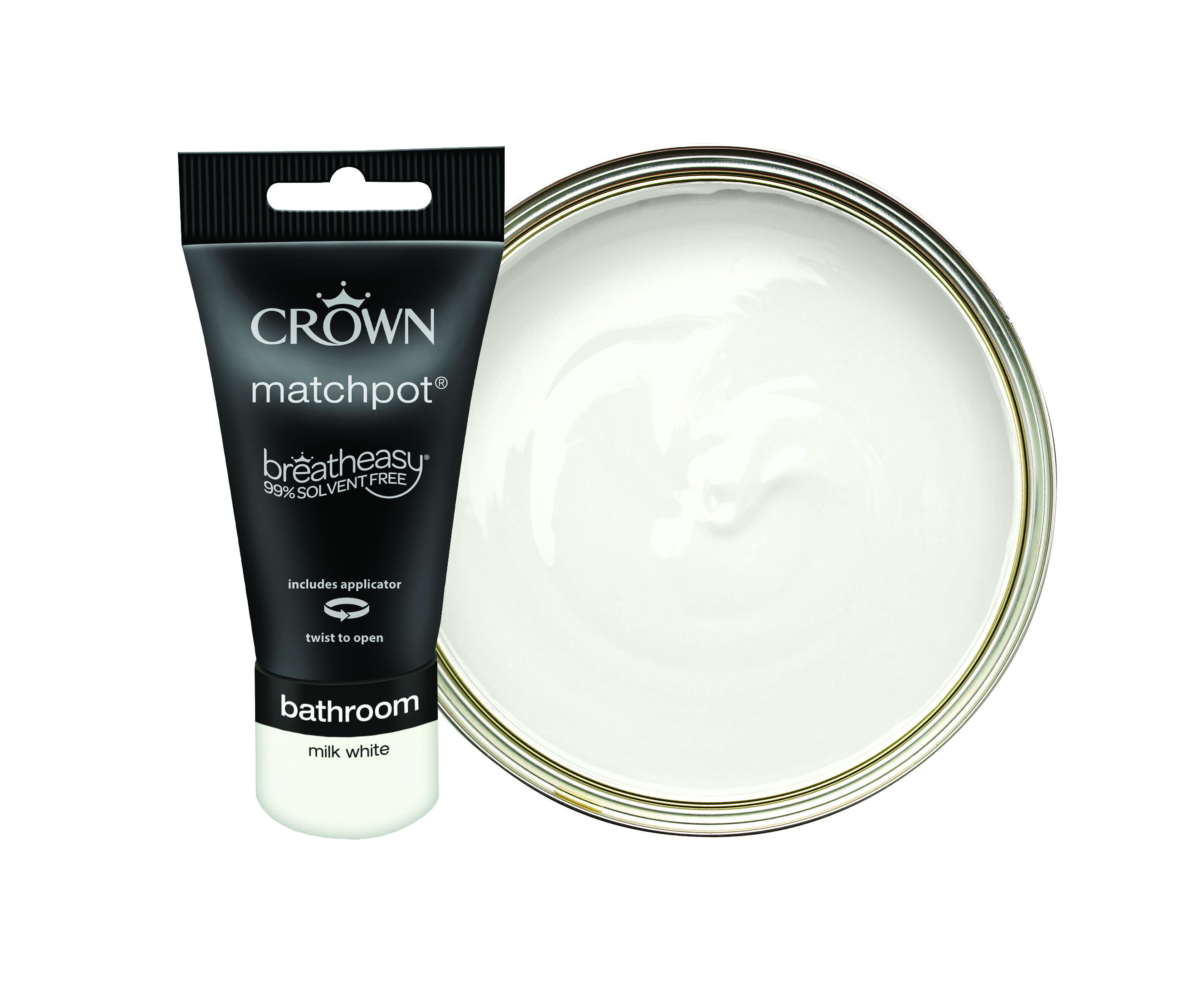 Crown Easyclean Mid Sheen Emulsion Bathroom Paint - Milk White Tester Pot - 40ml
