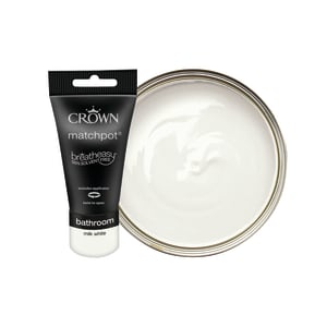 Crown Easyclean Mid Sheen Emulsion Bathroom Paint - Milk White Tester Pot - 40ml