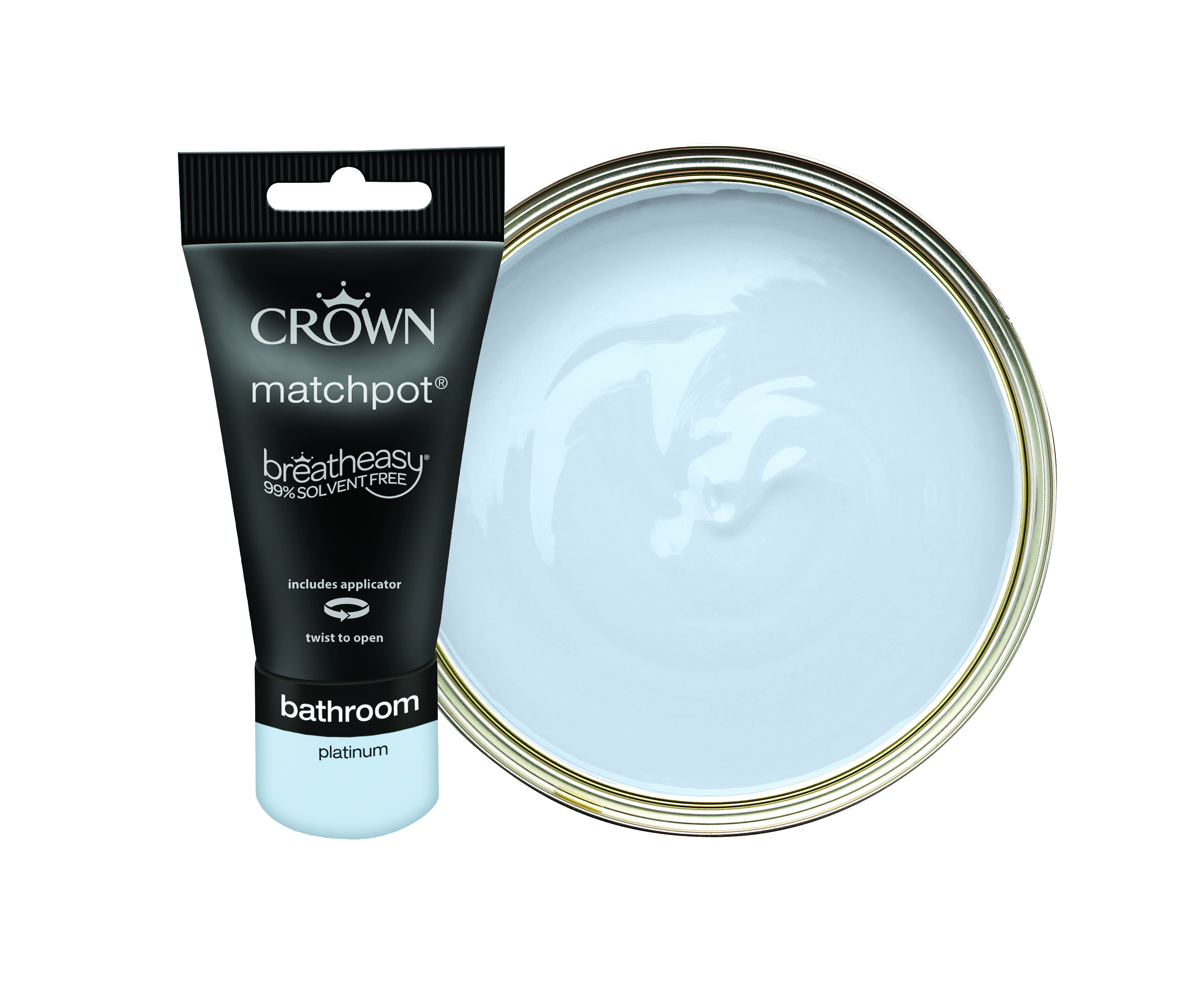 Crown Easyclean Mid Sheen Emulsion Bathroom Paint Tester Pot - Platinum - 40ml