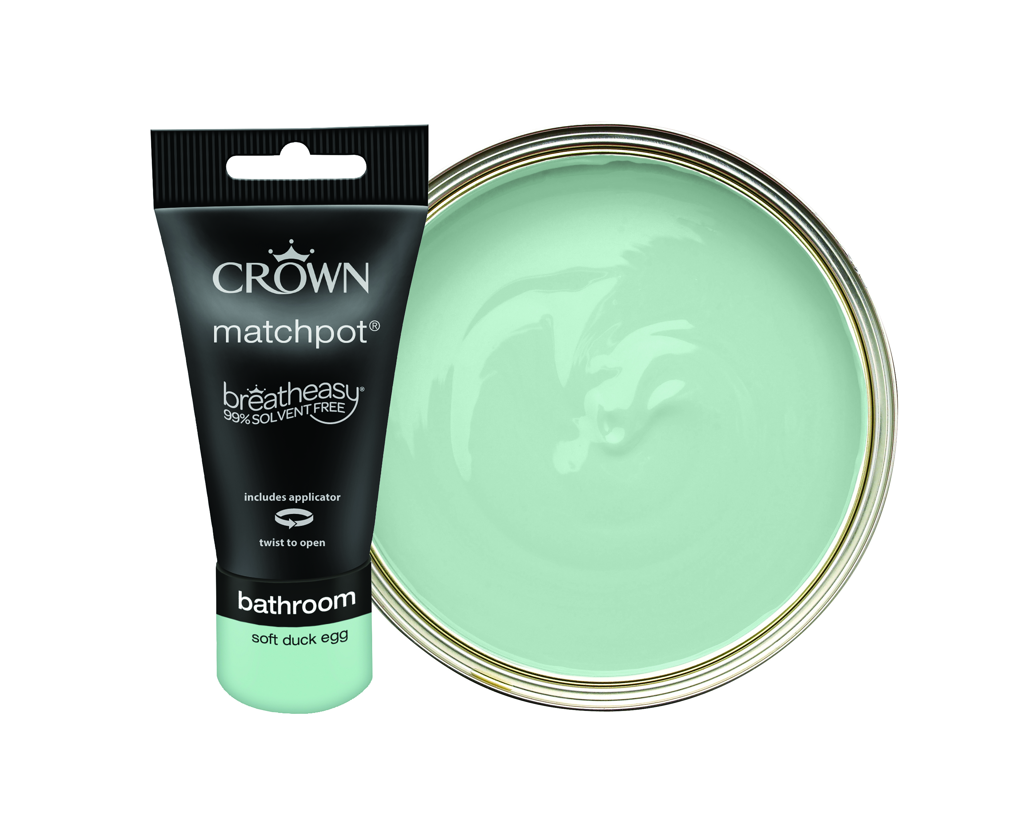 Crown Easyclean Mid Sheen Emulsion Bathroom Paint Tester Pot - Soft Duck Egg - 40ml