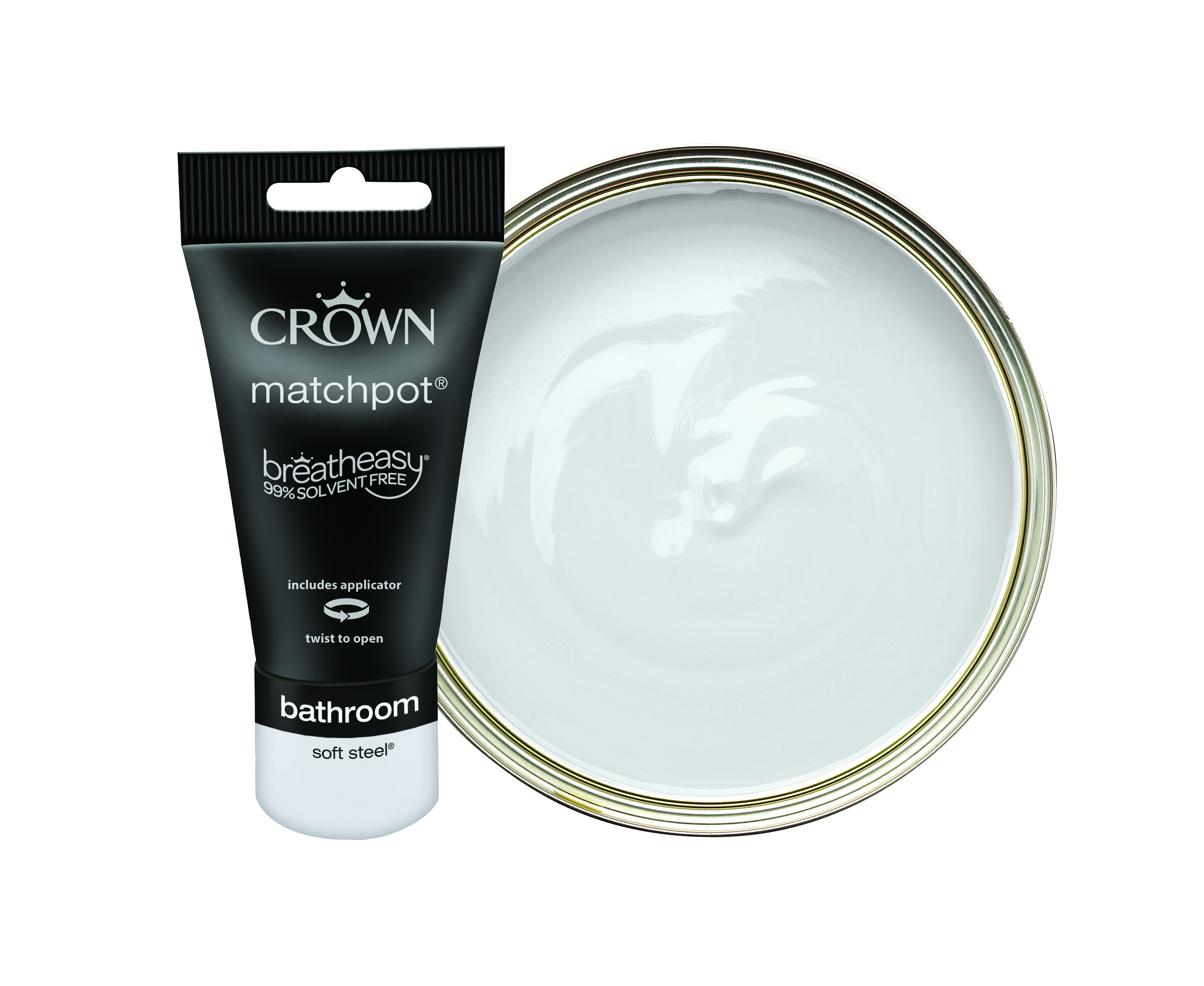 Crown Easyclean Mid Sheen Emulsion Bathroom Paint Tester Pot - Soft Steel - 40ml