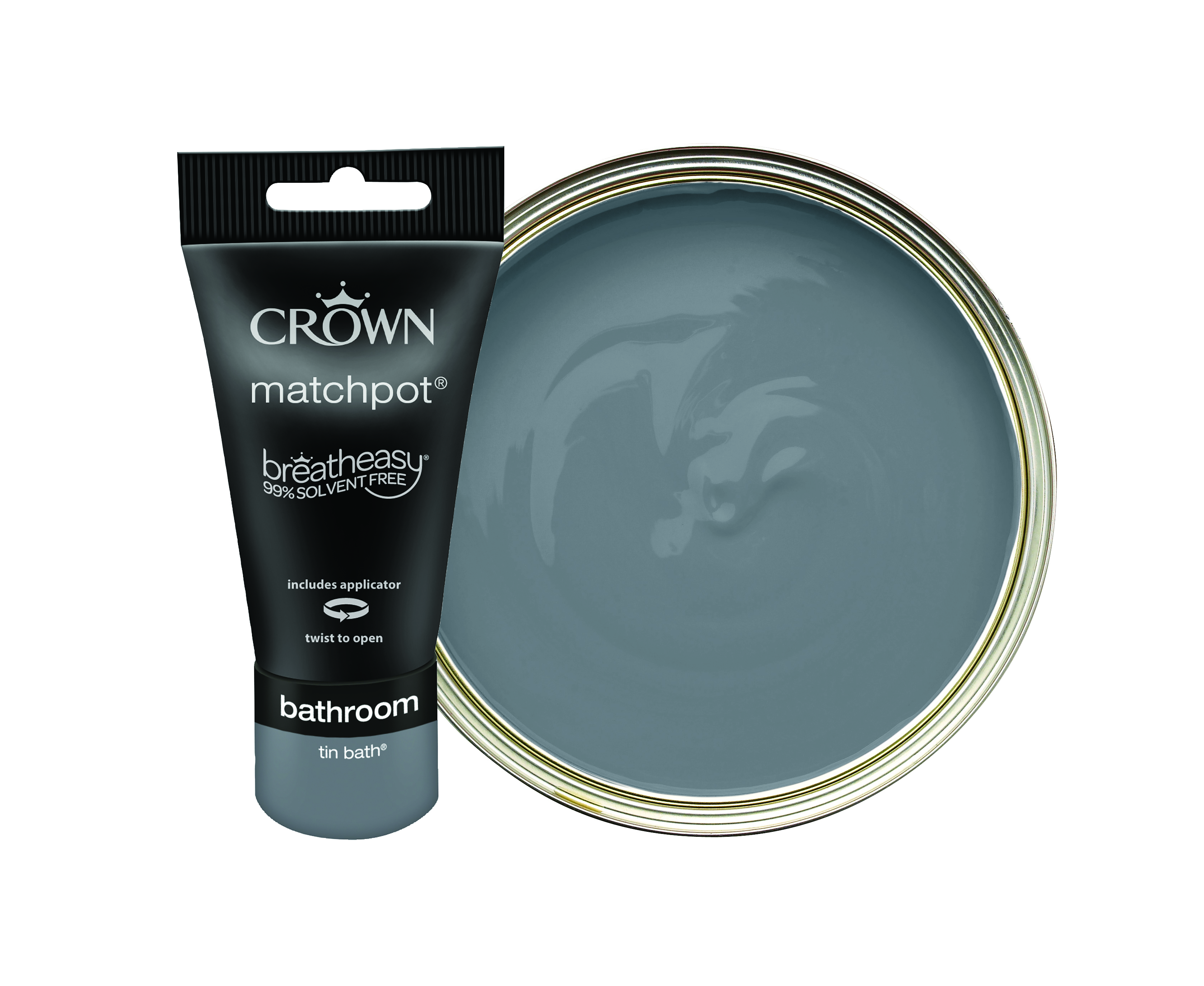 Image of Crown Easyclean Mid Sheen Emulsion Bathroom Paint - Tin Bath Tester Pot - 40ml